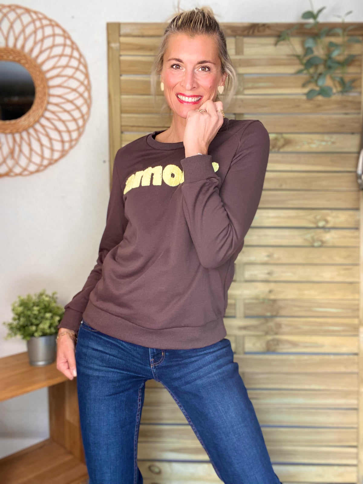 Sweat amour DORIA - Choco / Jaune