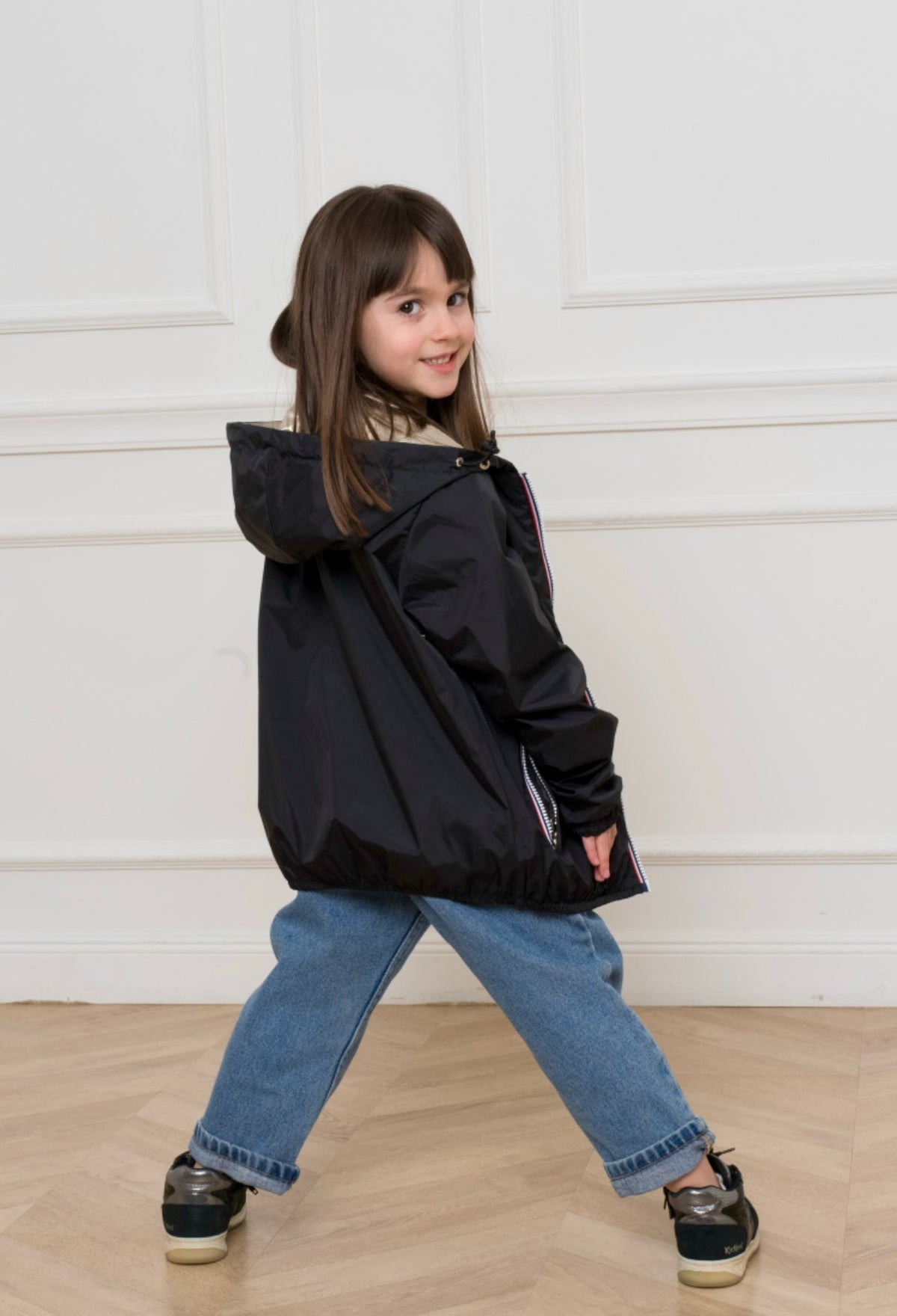 LAURA JO - Imperméable réversible léger GARANCE KIDS enfant (mixte) - Noir / Doré (DÉSTOCKAGE sur Taille 6 ans)
