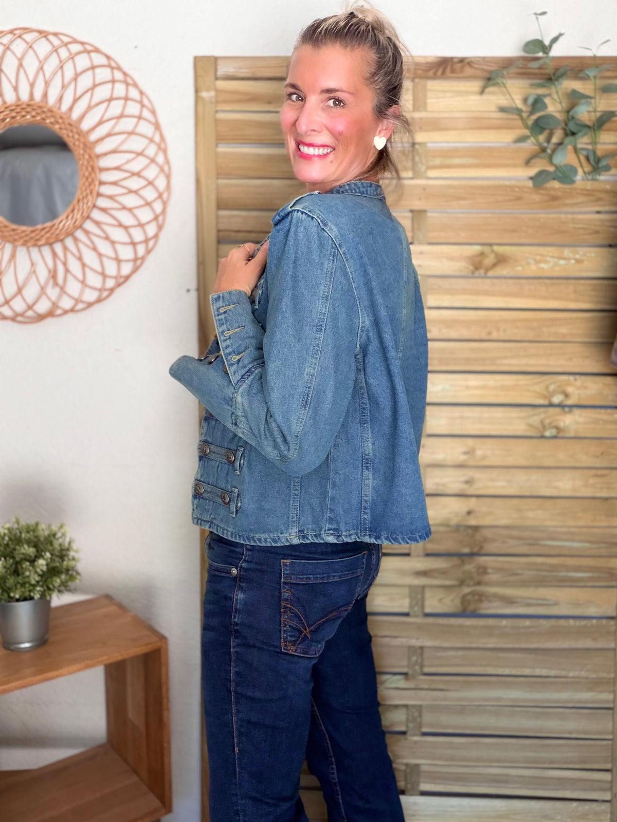 Veste officier courte en jean NAPOLÉON - Bleu Jean • DÉSTOCKAGE