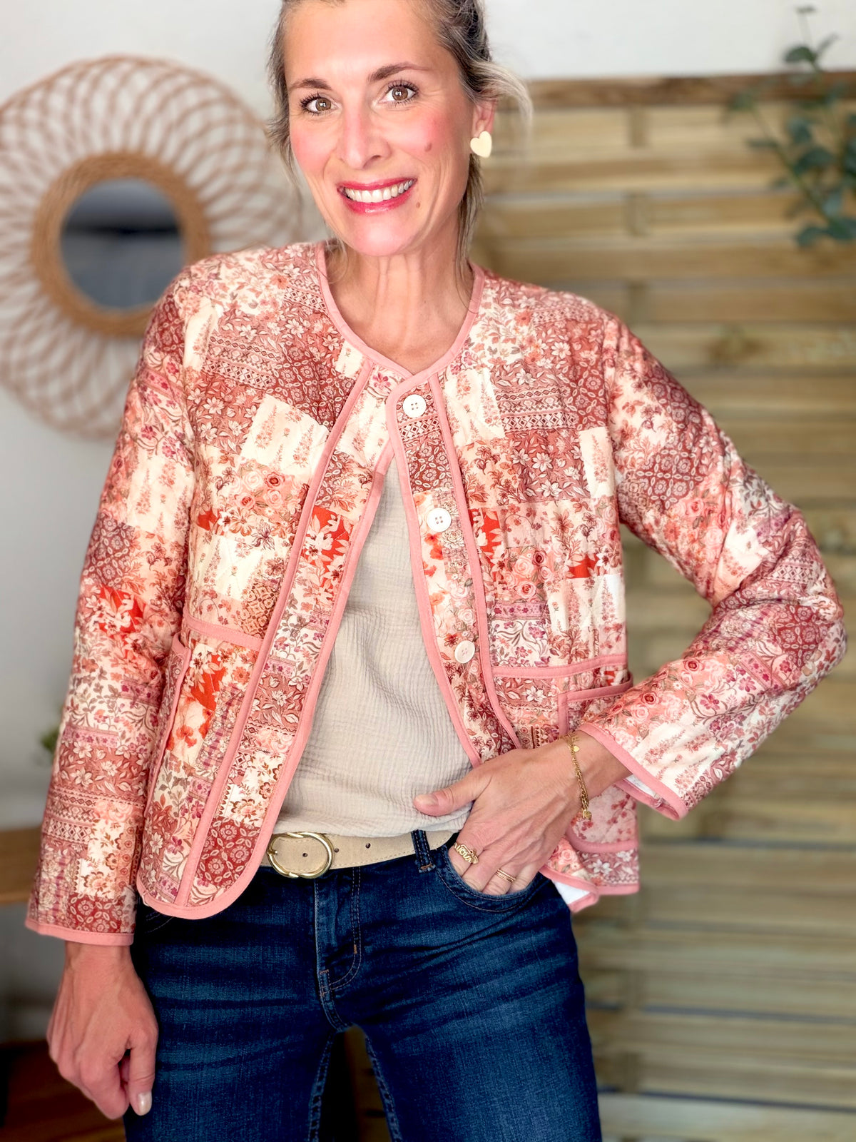 Veste courte Patchwork matelassée légère ADELAÏDE - FIN DE SÉRIE