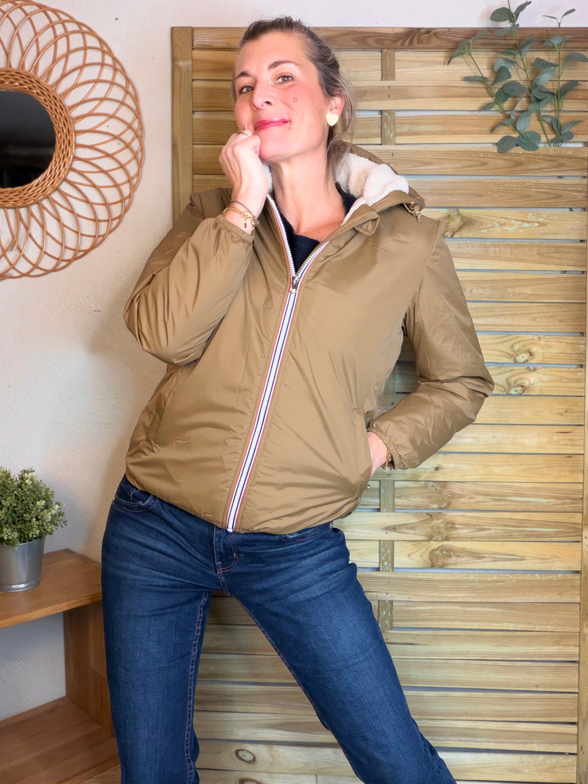 LAURA JO - Parka Imperméable LOUISE COURT sherpa - Camel