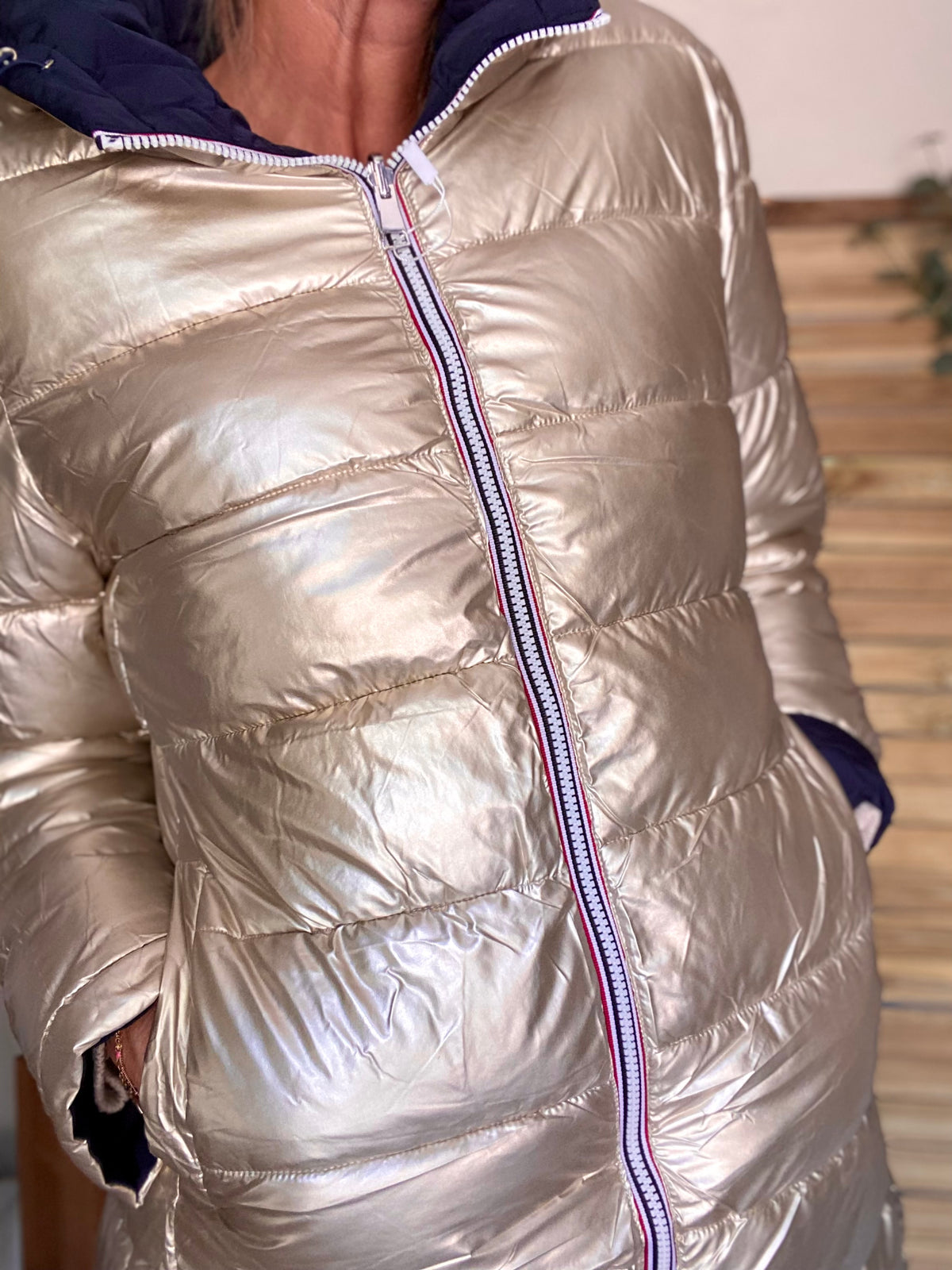Doudoune imperméable réversible ANGÈLE LONG - Bleu marine - MELYA MELODY