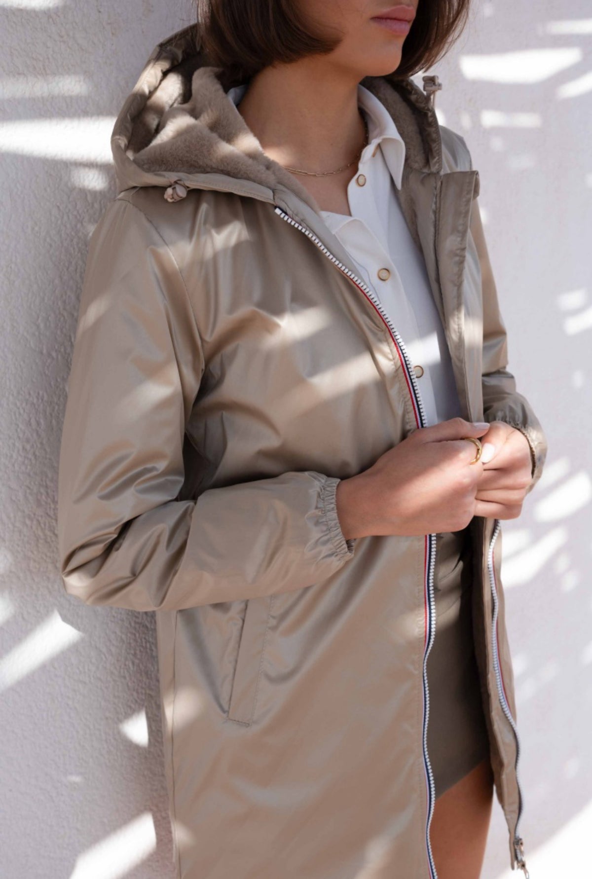 LAURA JO - Parka Imperméable LOUISE LONG fourré - Sable irisé