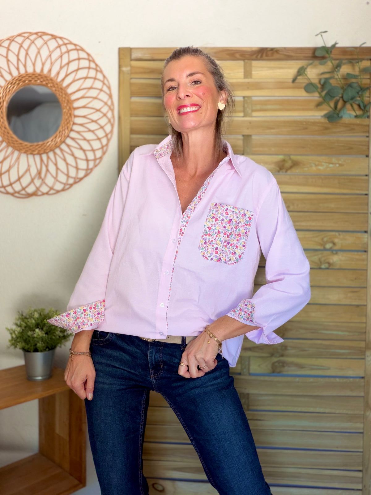 Chemise avec Liberty AZÉLIE Rose