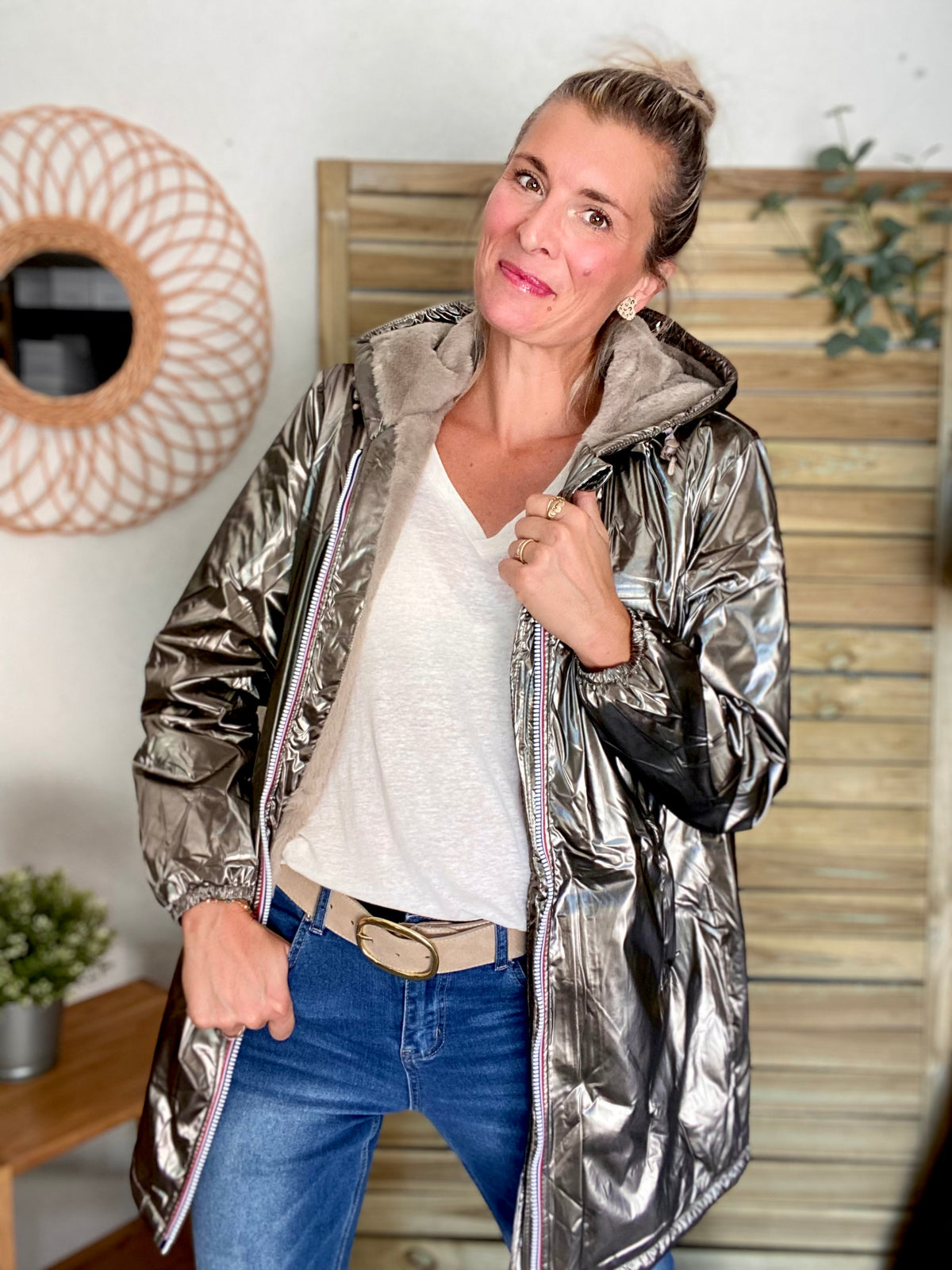 LAURA JO - Parka Imperméable LOUISE LONG fourré - Bronze