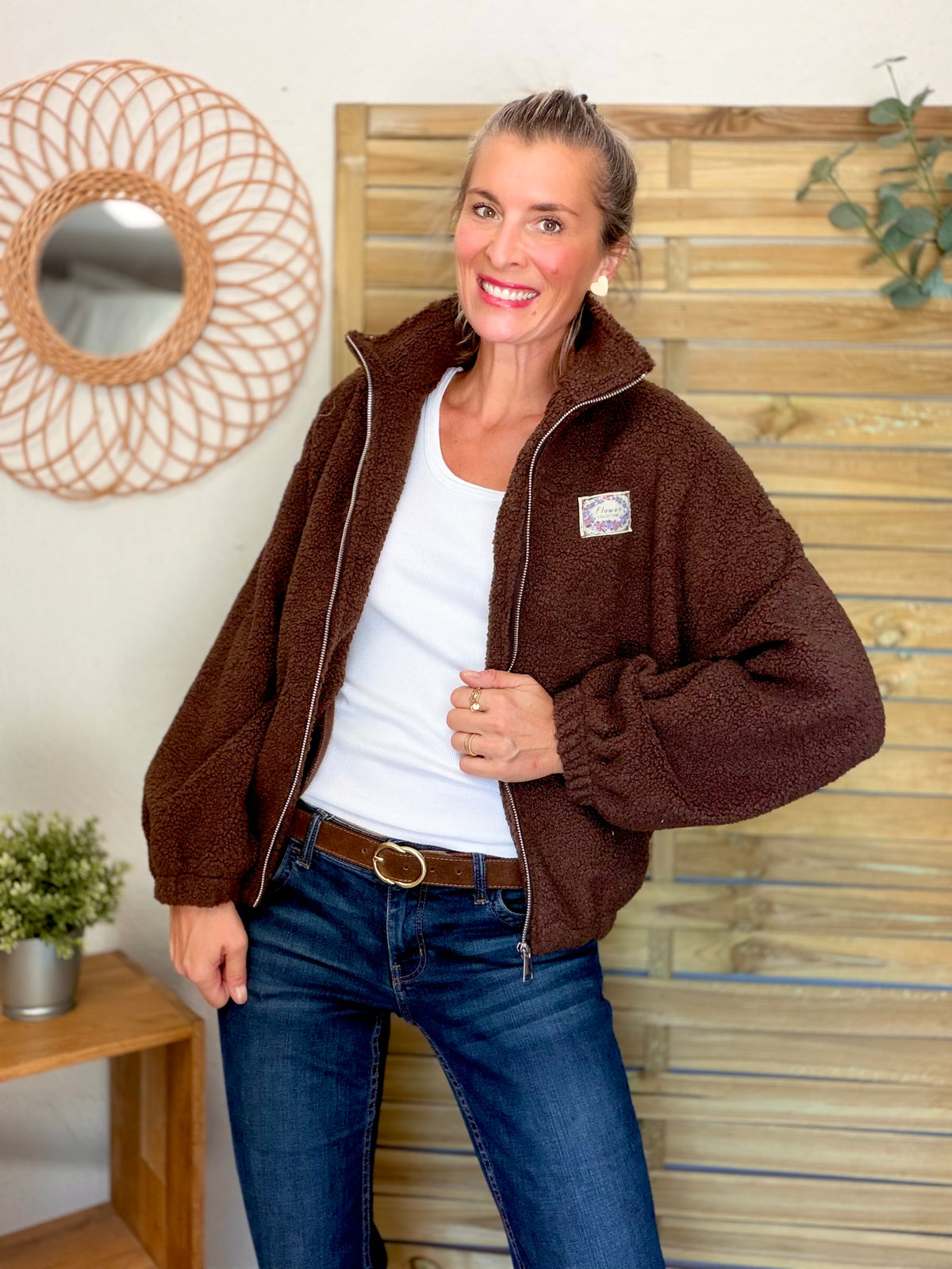 ⚡️ ARRIVAGE • Veste teddy Sherpa zippée LÉONIE Chocolat