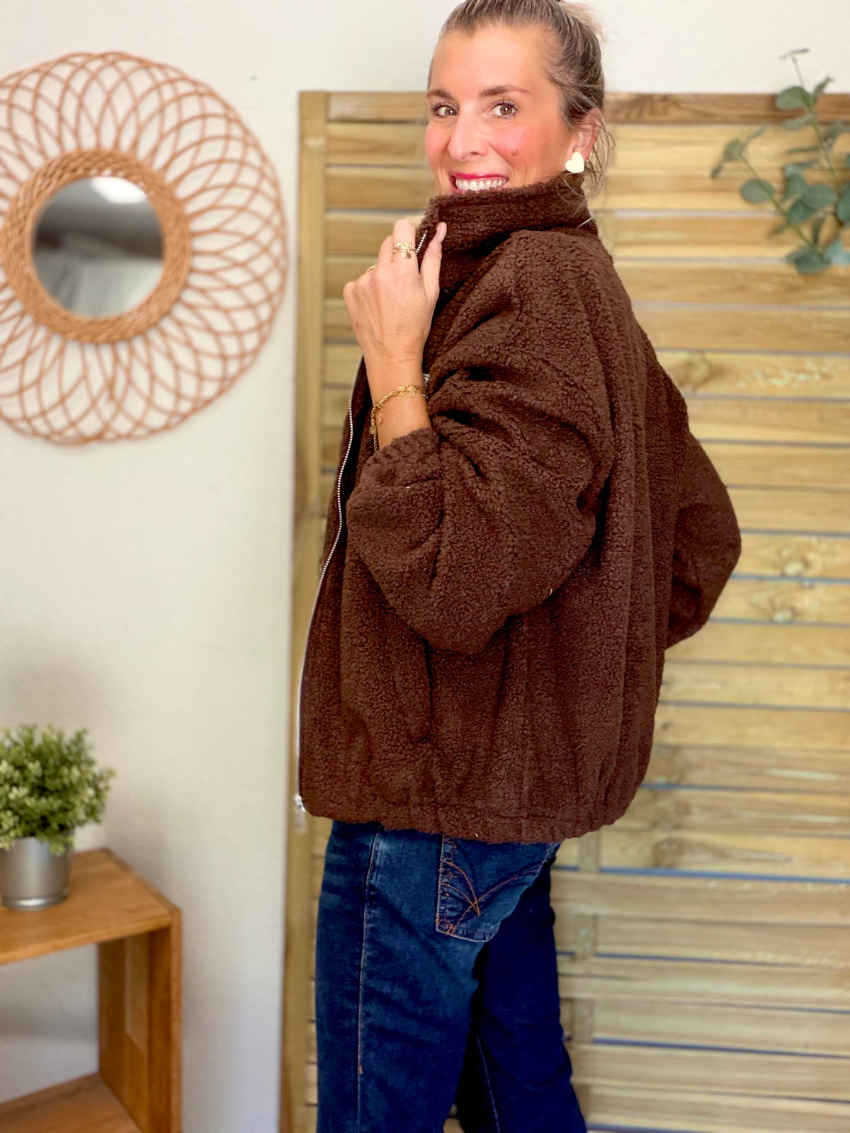 ⚡️ ARRIVAGE • Veste teddy Sherpa zippée LÉONIE Chocolat