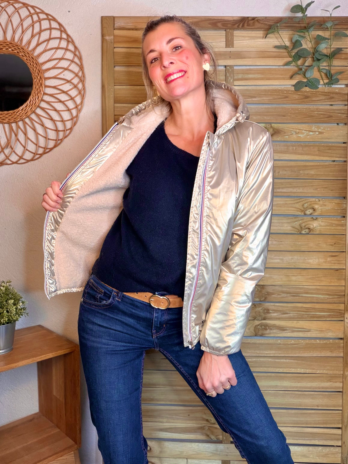 LAURA JO - Parka Imperméable LOUISE COURT sherpa - Doré