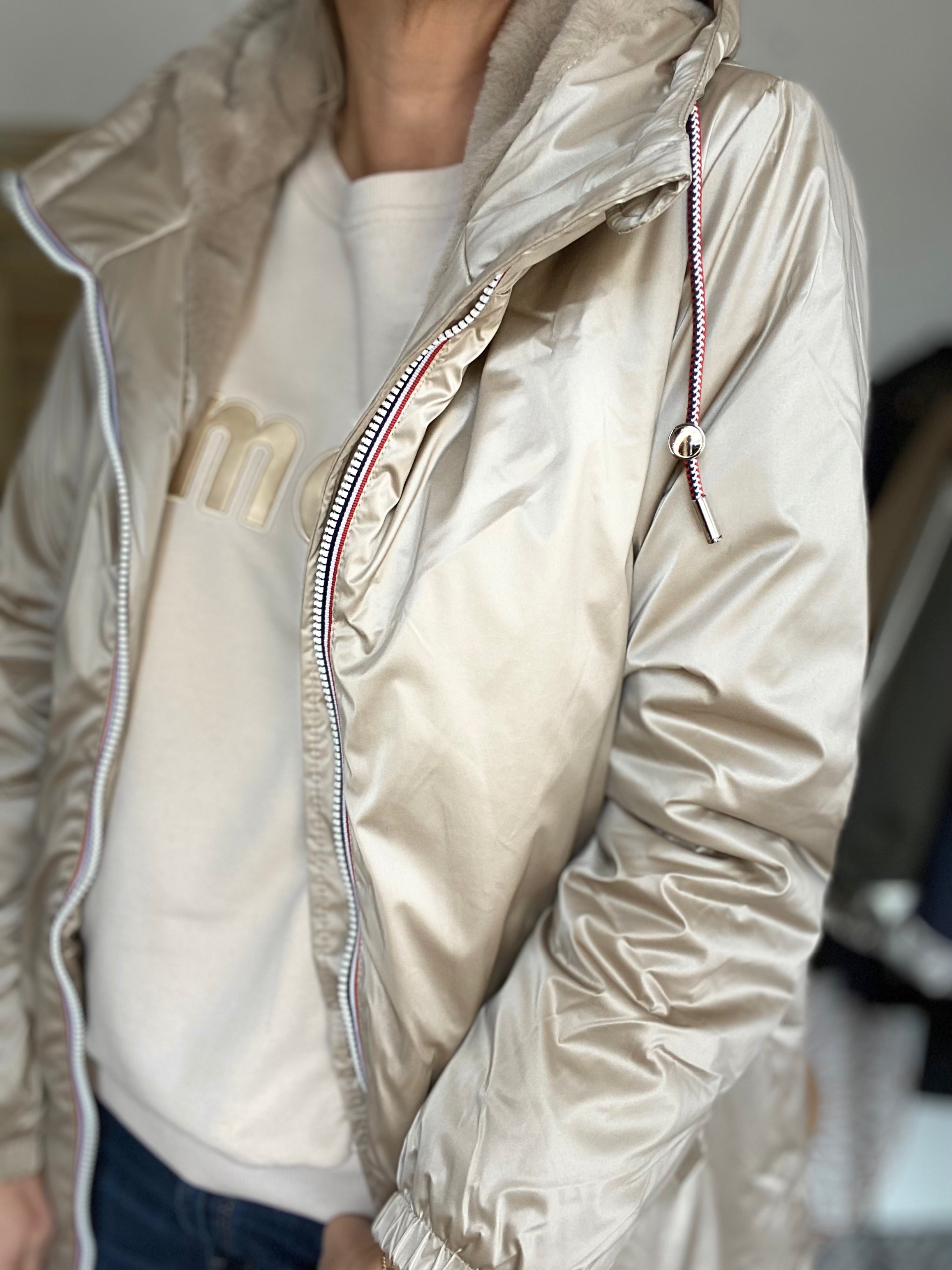 LAURA JO - Parka Imperméable THELMA LONG fourrée - Sable irisé • DÉSTOCKAGE sur Tailles S et 4XL