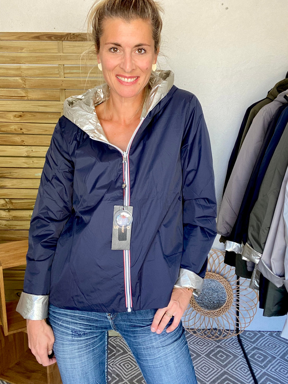 LAURA JO - Imperméable réversible rembourré LOUISON COURT - Marine/Doré