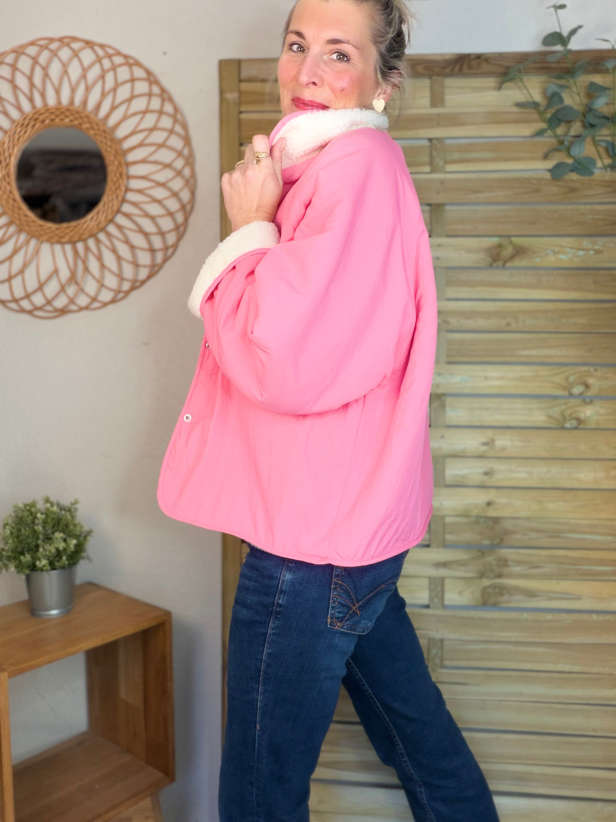 Veste matelassée réversible Sherpa AMÉLIE Rose - FIN DE SÉRIE