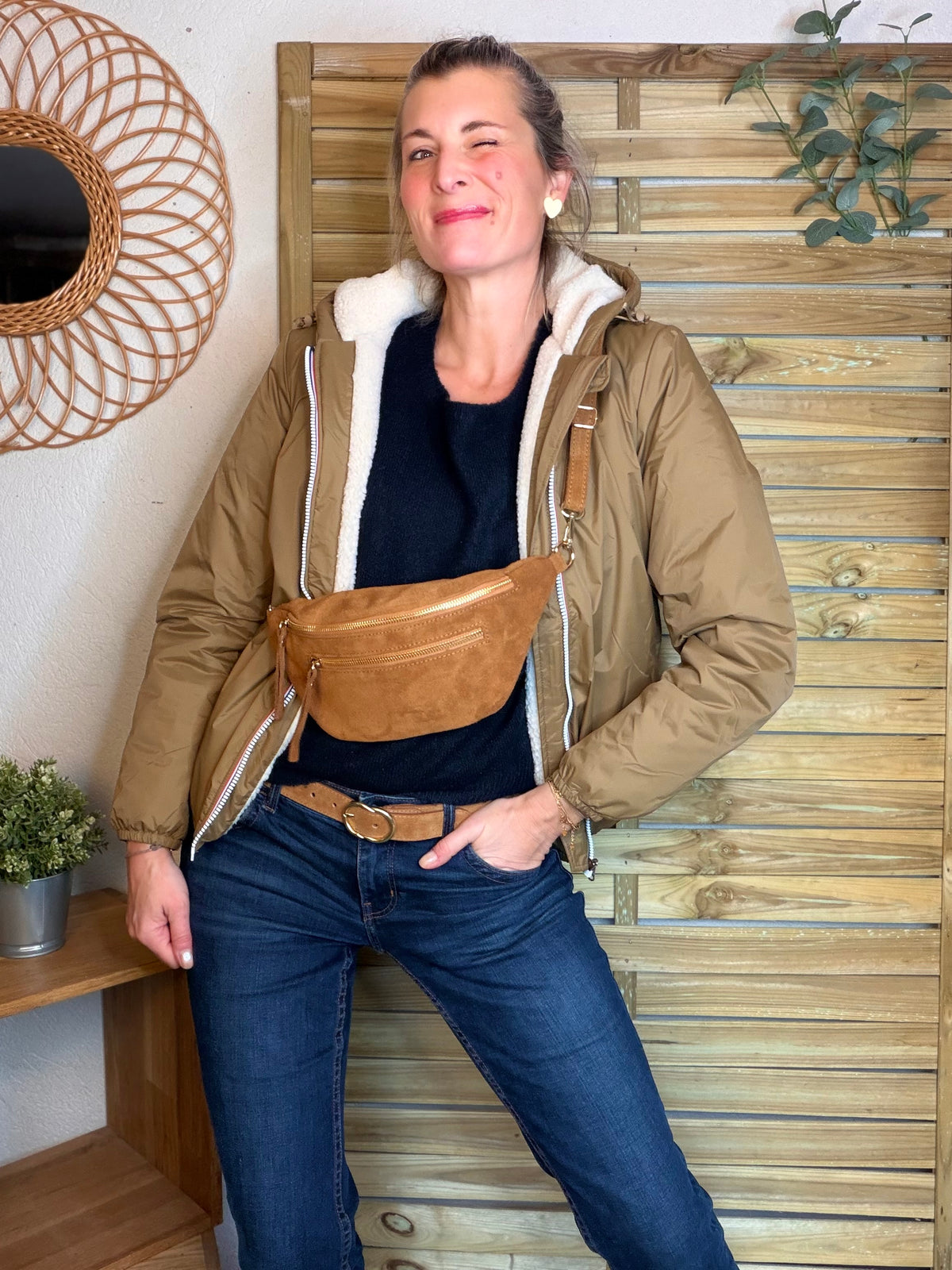 LAURA JO - Parka Imperméable LOUISE COURT sherpa - Camel