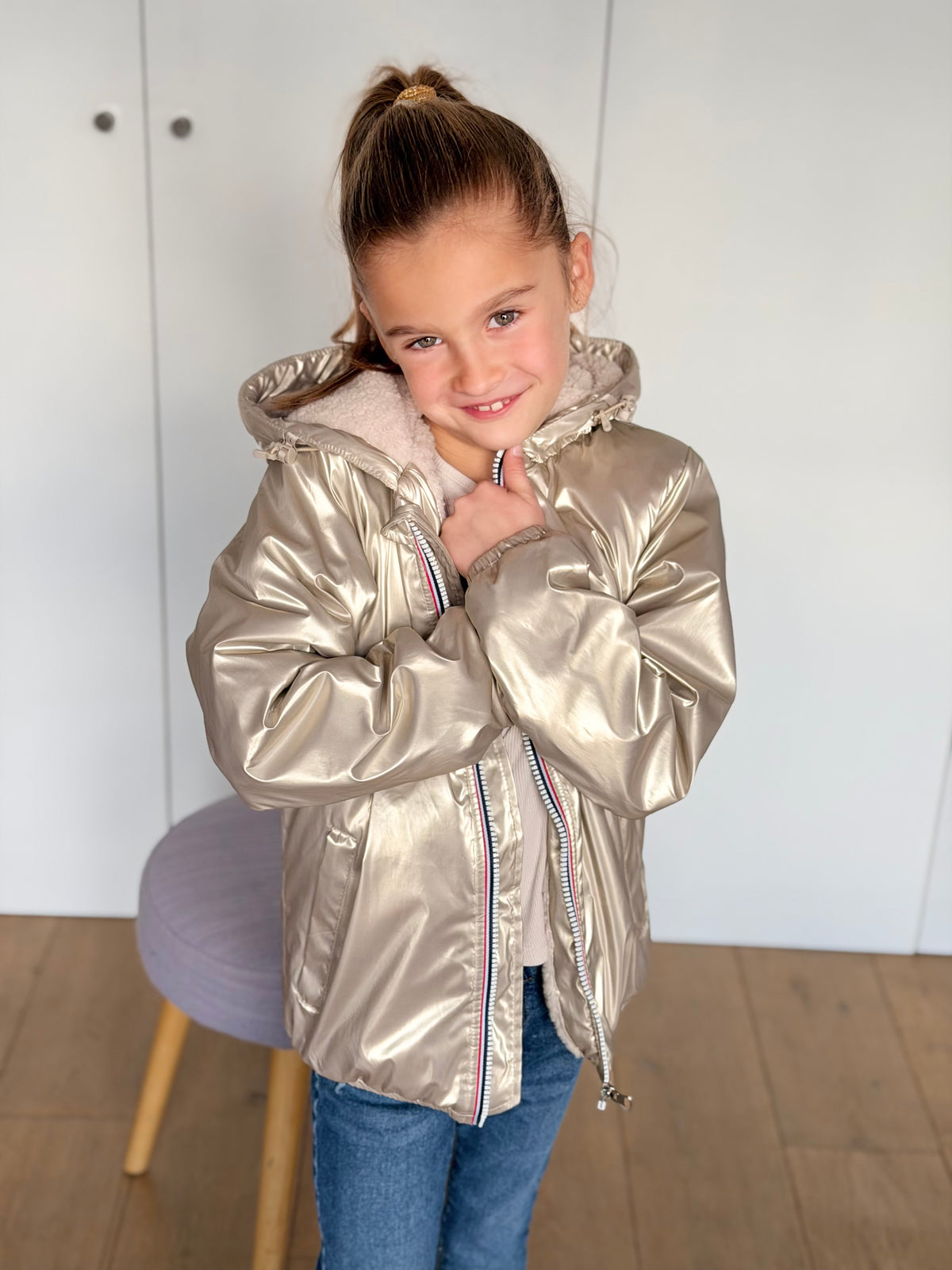 LAURA JO - Parka Imperméable mixte LOUIS.E KIDS Sherpa - Doré