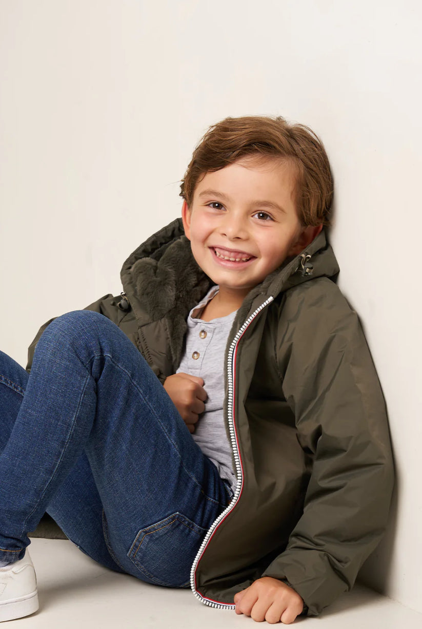 LAURA JO - Parka Imperméable mixte LOUIS.E KIDS fourré - Kaki