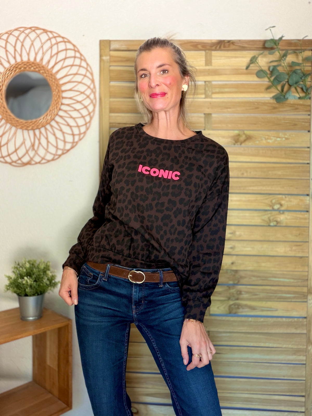 Sweat ICONIC léger 100% coton FAUSTINE Léo choco (taille 34 à 46)