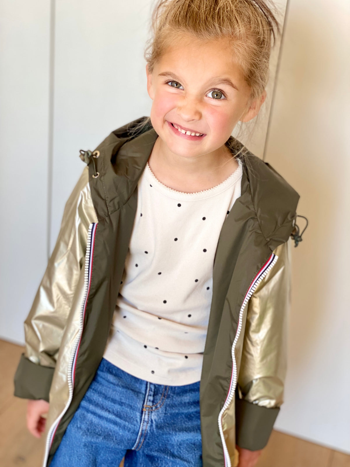 Imperméable réversible rembourré LOUISON KIDS enfant (mixte) - Kaki / Doré • DÉSTOCKAGE sur Taille 6 ans