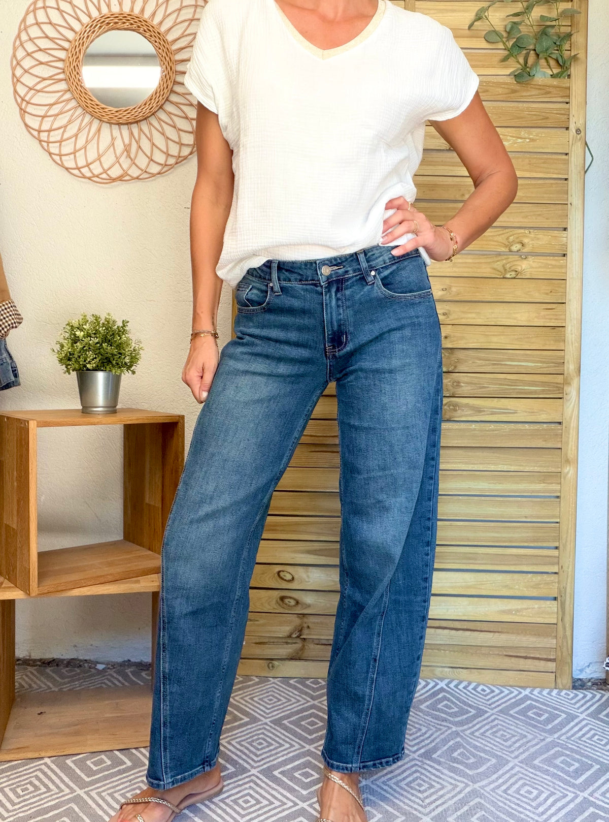 RÉASSORT PRÉVU DÉBUT NOVEMBRE • Pantalon Jean coupe barrel LÉON Bleu