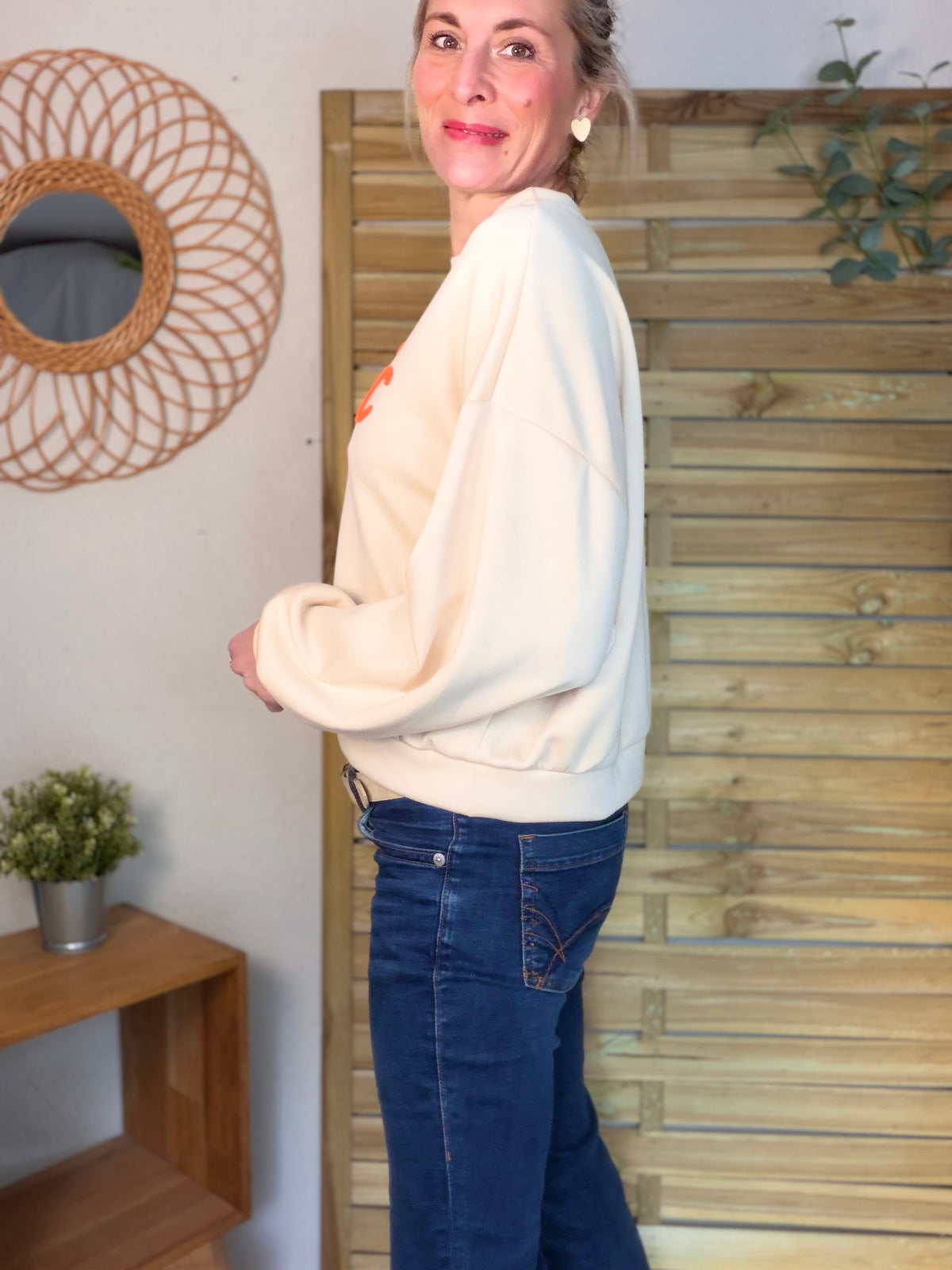 Sweat doux Iconic  - LAURINE Beige/Orange - FIN DE SÉRIE