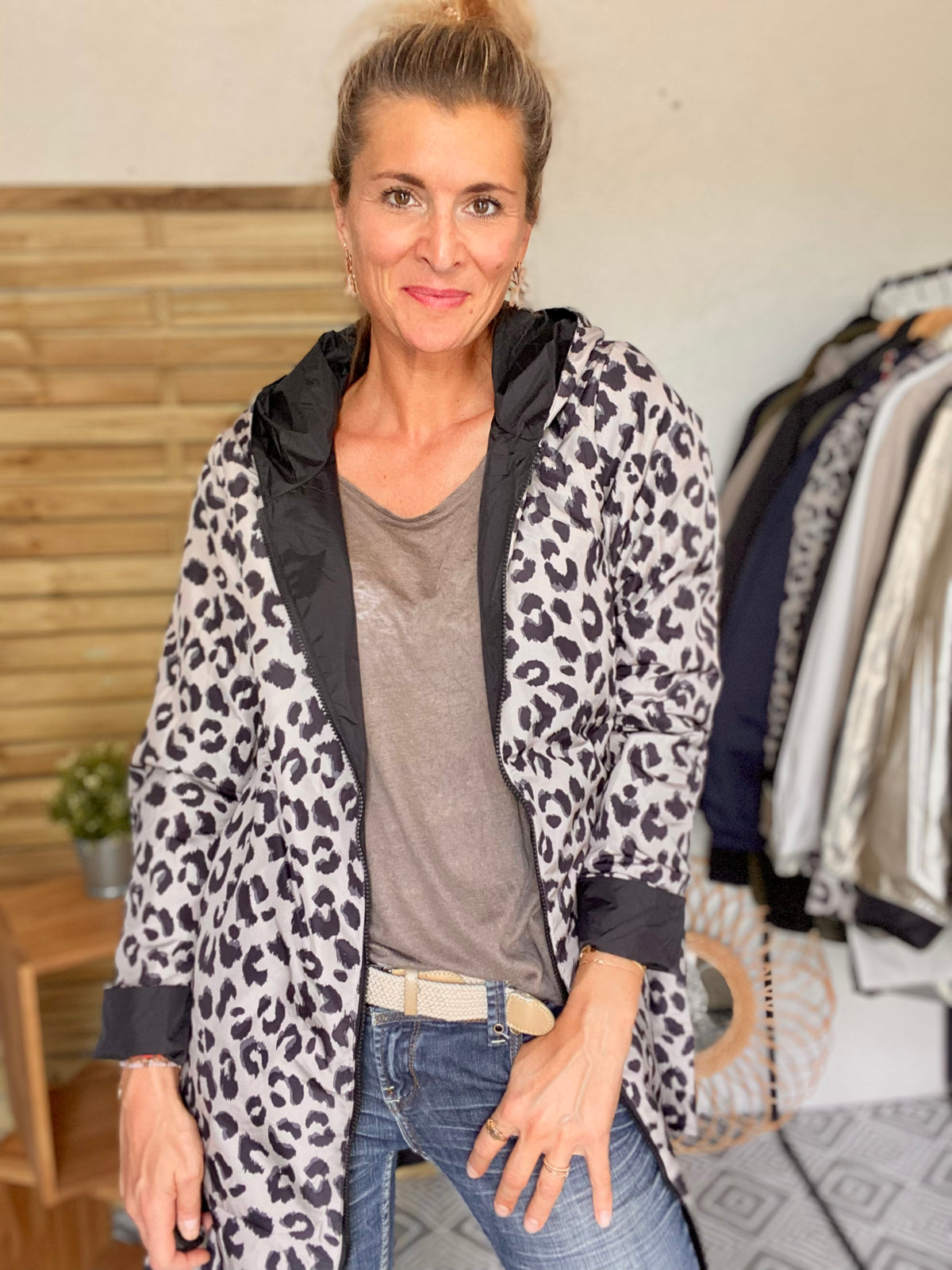 LAURA JO - Imperméable réversible rembourré LOUISON LONG - Noir / Léo