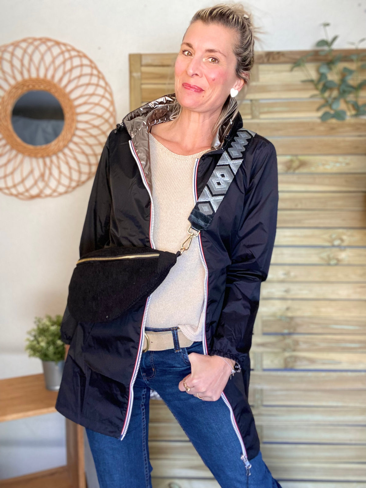 Sac banane XL velours côtelé Ciao Boum - IVY - Noir