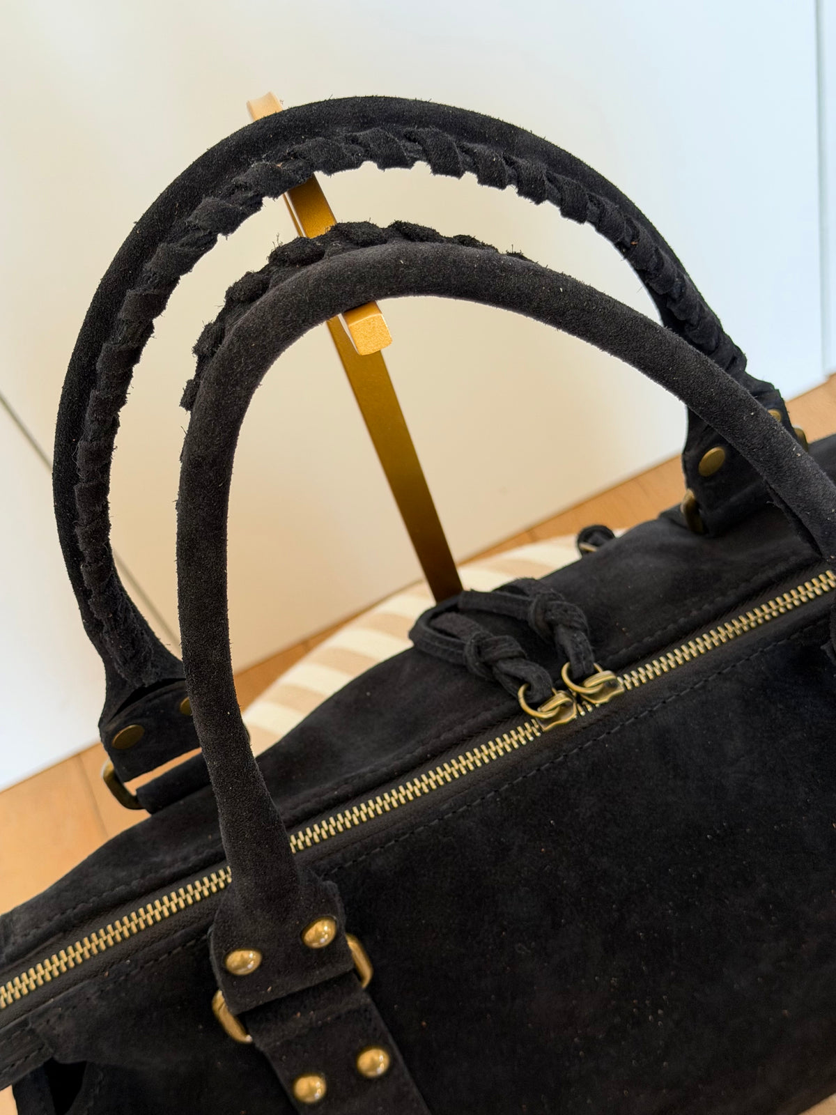 Sac cabas XL en cuir daim • HUNTER Noir