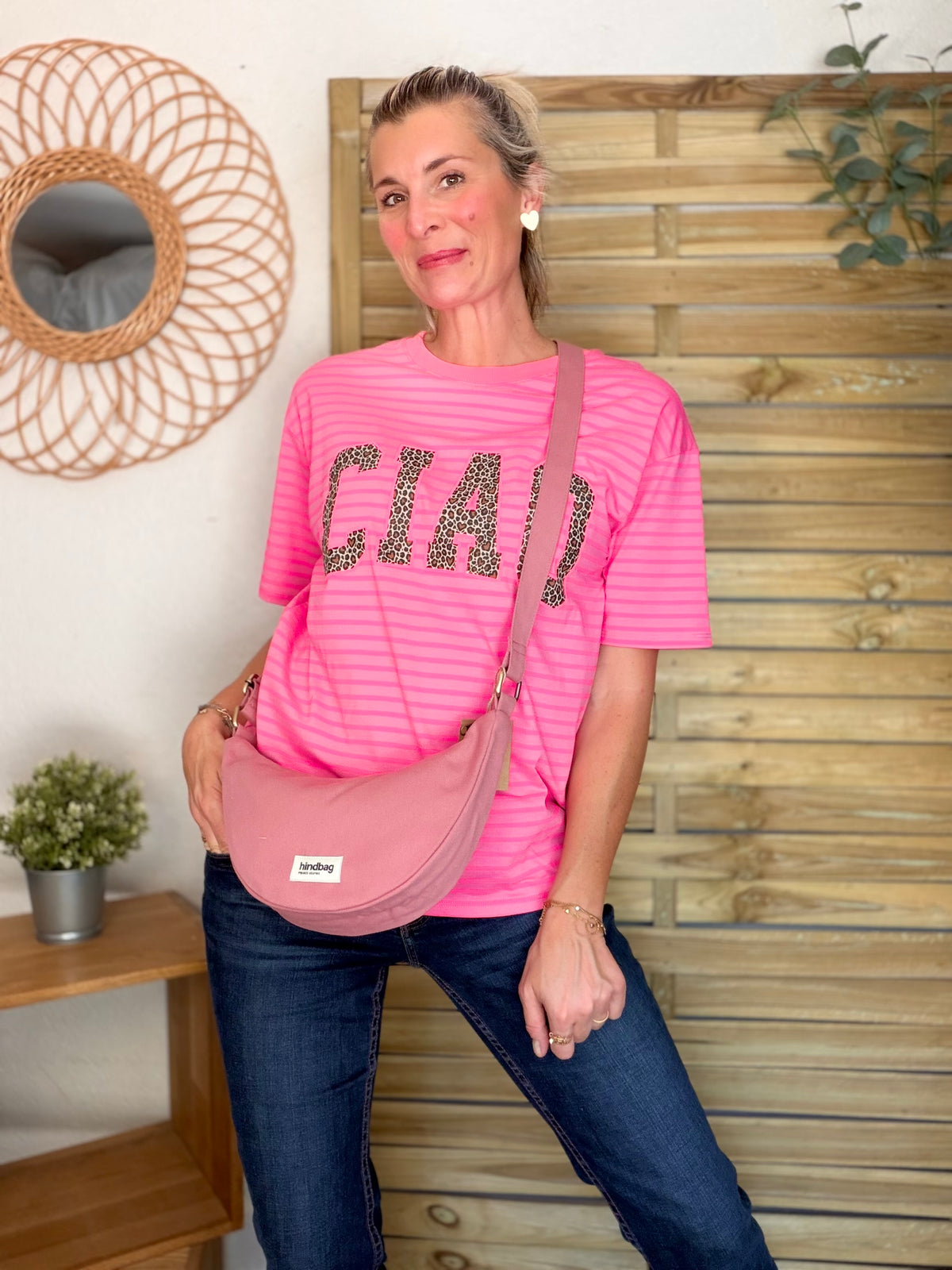 Tee shirt rayé CIAO Léo Rose fluo - FIN DE SÉRIE