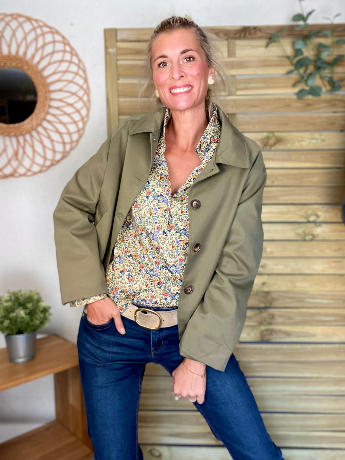 Chemise en coton imprimé Liberty vert 🌱 🌺 ÉLISE - FIN DE SÉRIE