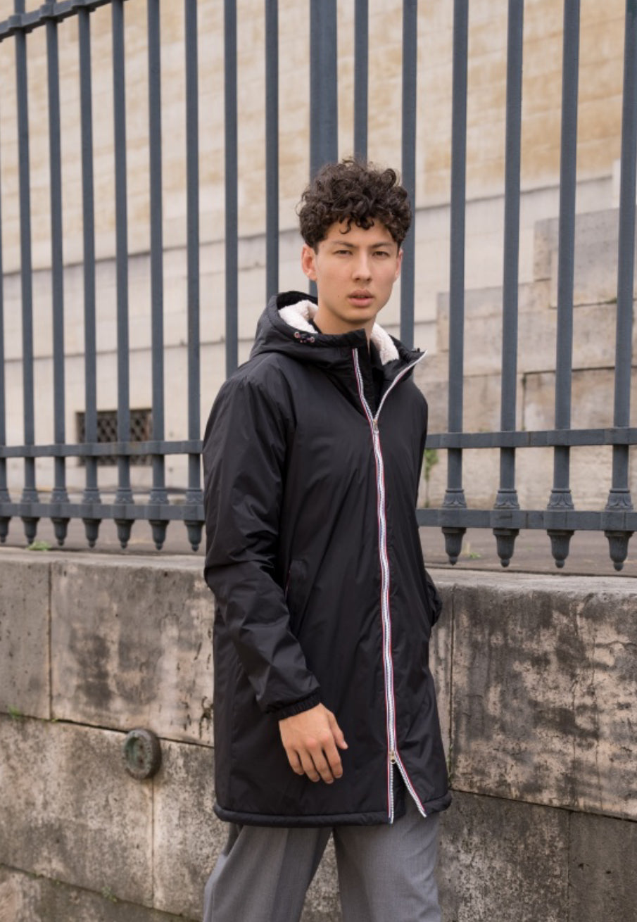 LAURA JO - Parka Imperméable Homme LOUIS* LONG Noir / sherpa écru