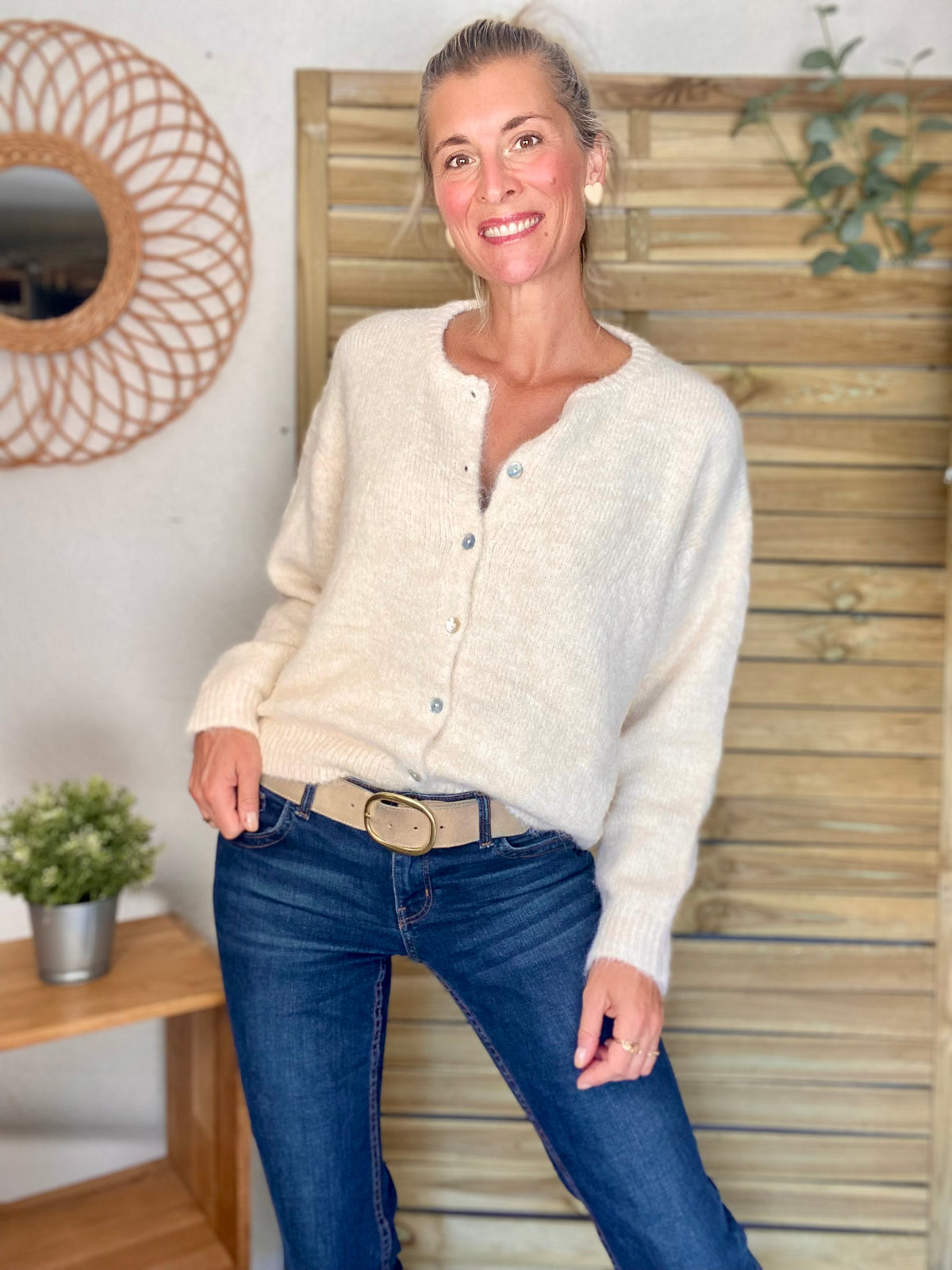 Gilet en maille SYDNEY - Crème chiné