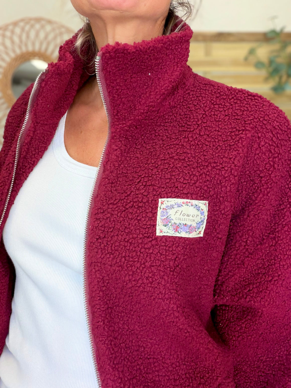 ⚡️ ARRIVAGE • Veste teddy Sherpa zippée LÉONIE Bordeaux