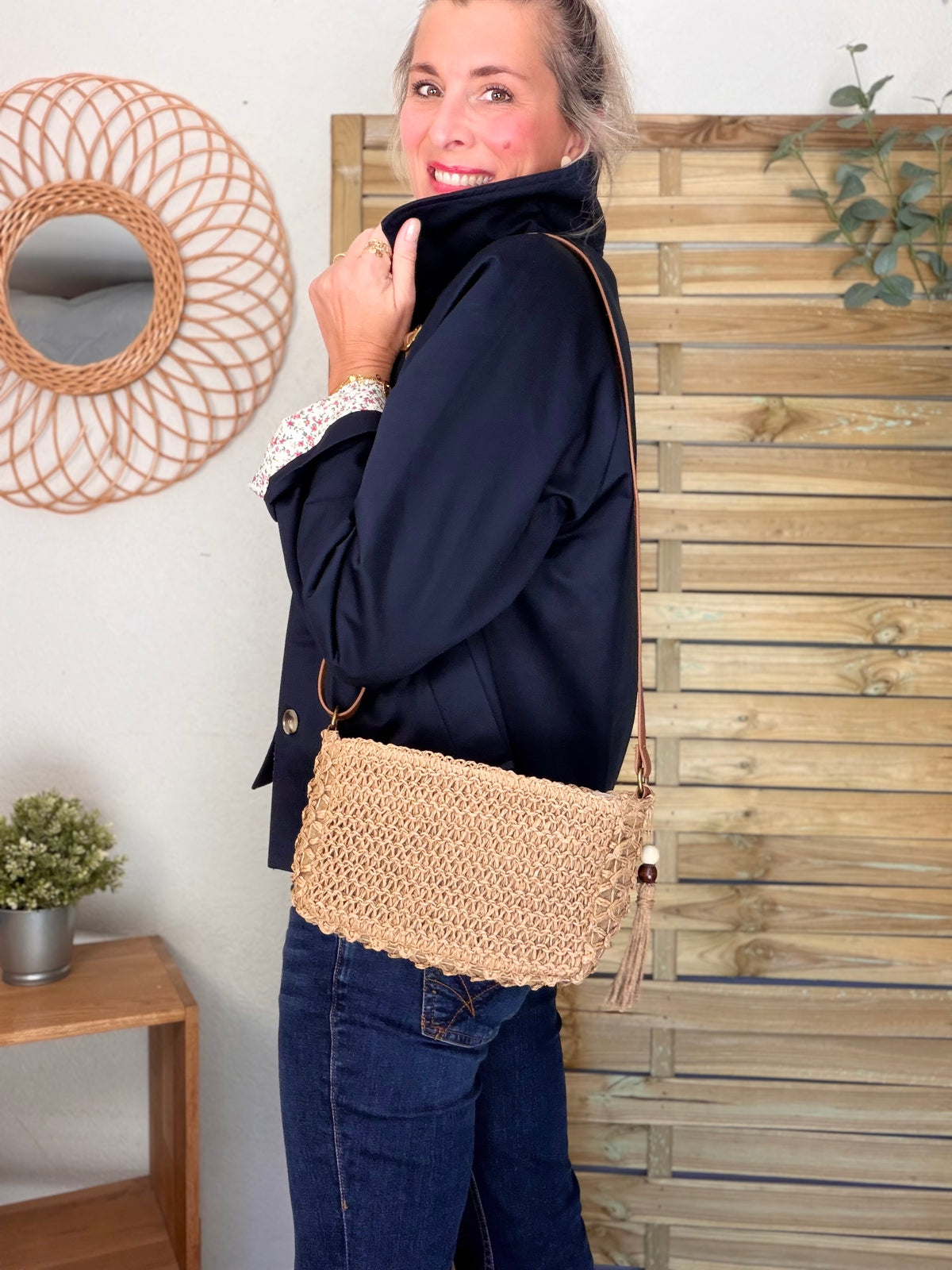 Veste Trench en coton avec Liberty - JOHAN Bleu marine