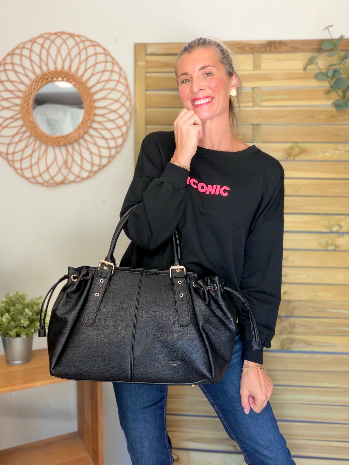 Sac cabas XL simili cuir CLÉA Noir