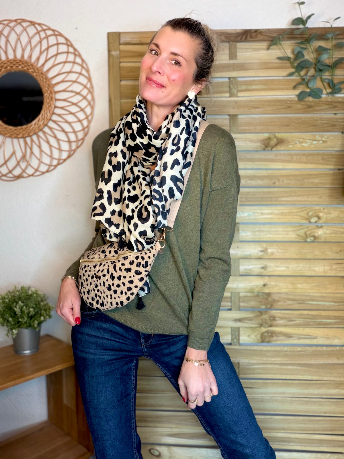 Foulards Léo CLEM - Beige / noir 🐆