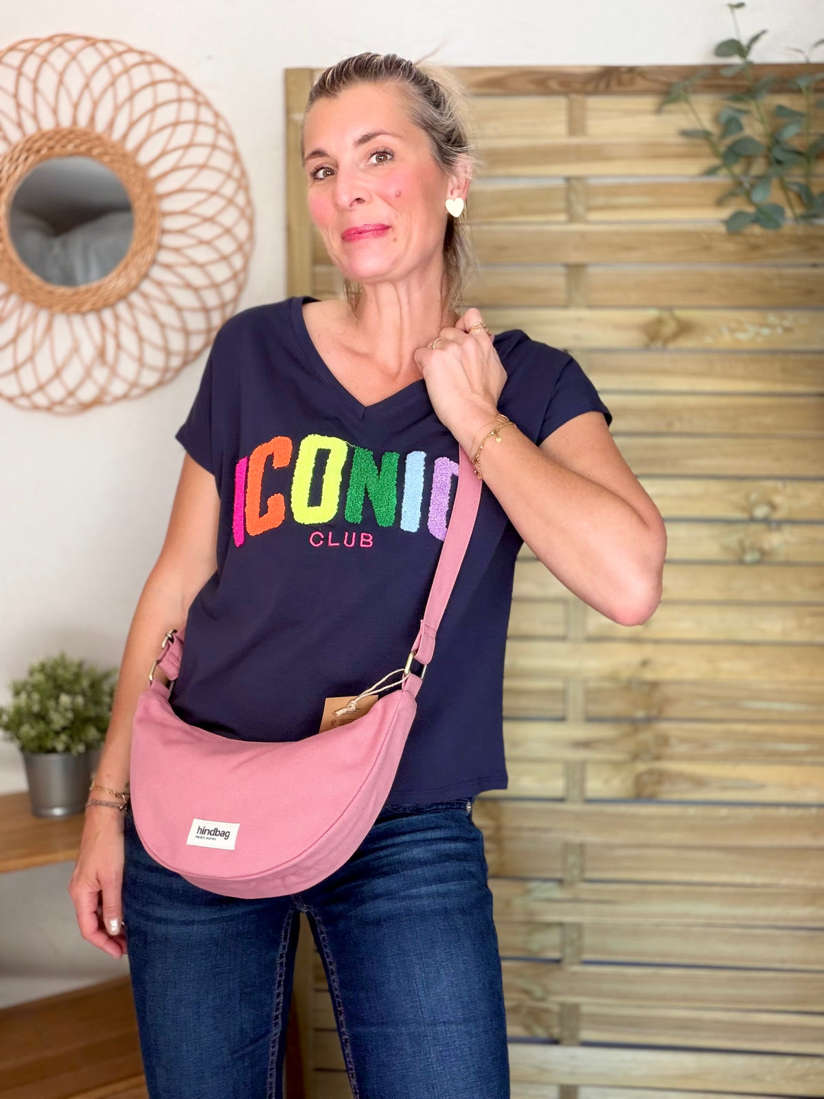 Tee shirt col V ICONIC club MIRANDA Bleu marine