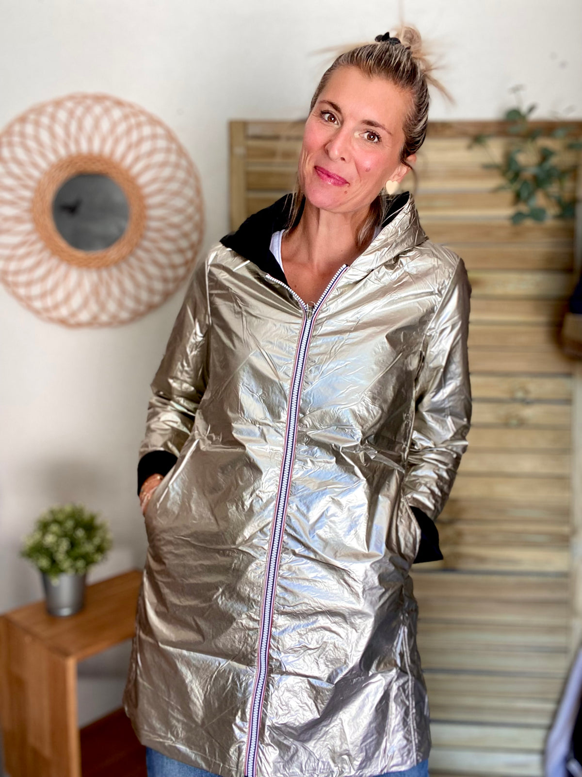 LAURA JO - Imperméable réversible rembourré LOUISON LONG - Noir/Doré