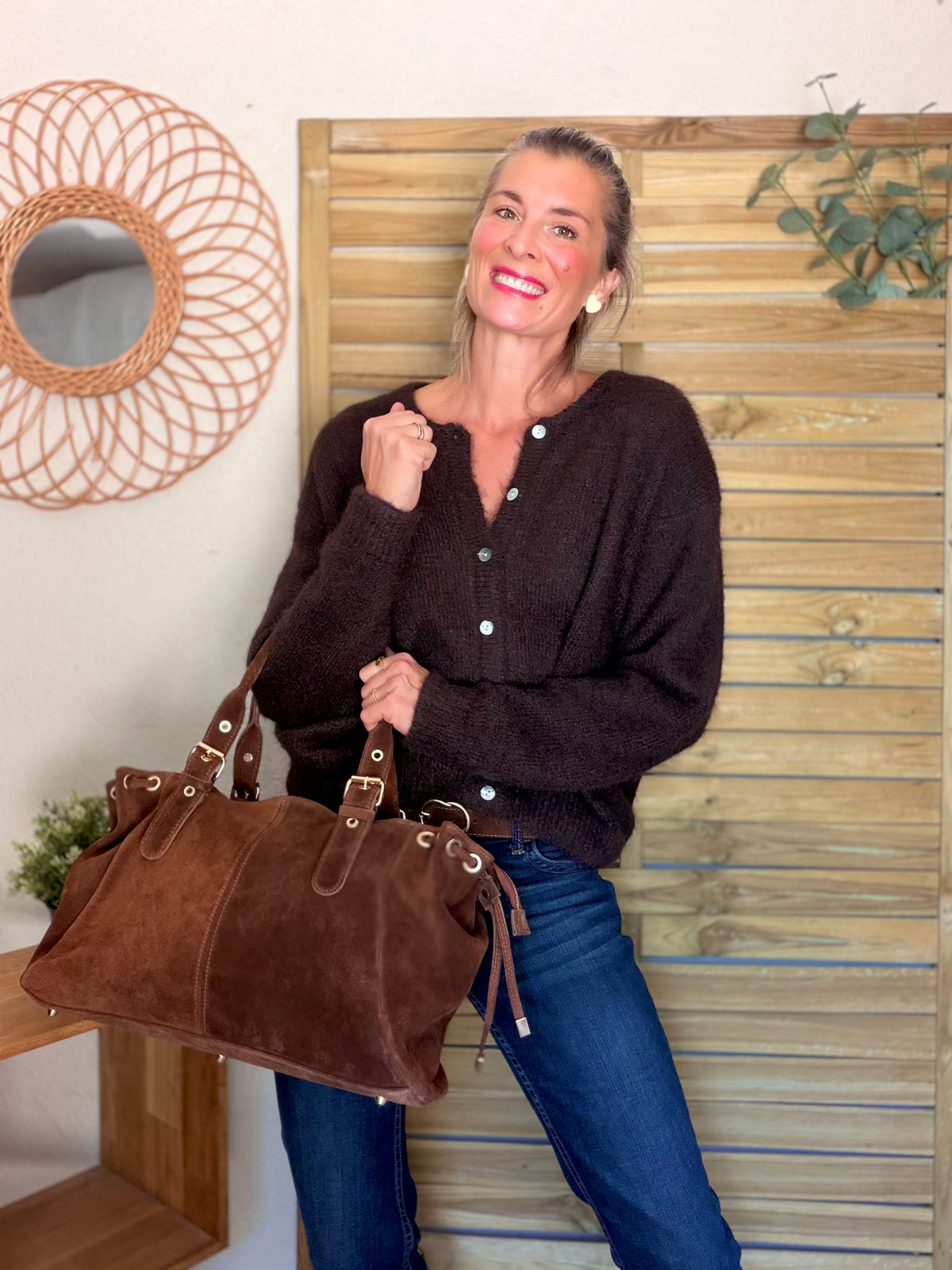 Gilet en maille MERYL - Chocolat brut