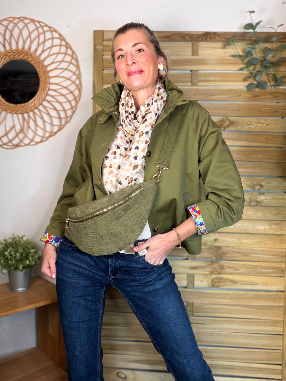 Veste Trench col victorien avec Liberty - VICTORIA Kaki - FIN DE SÉRIE