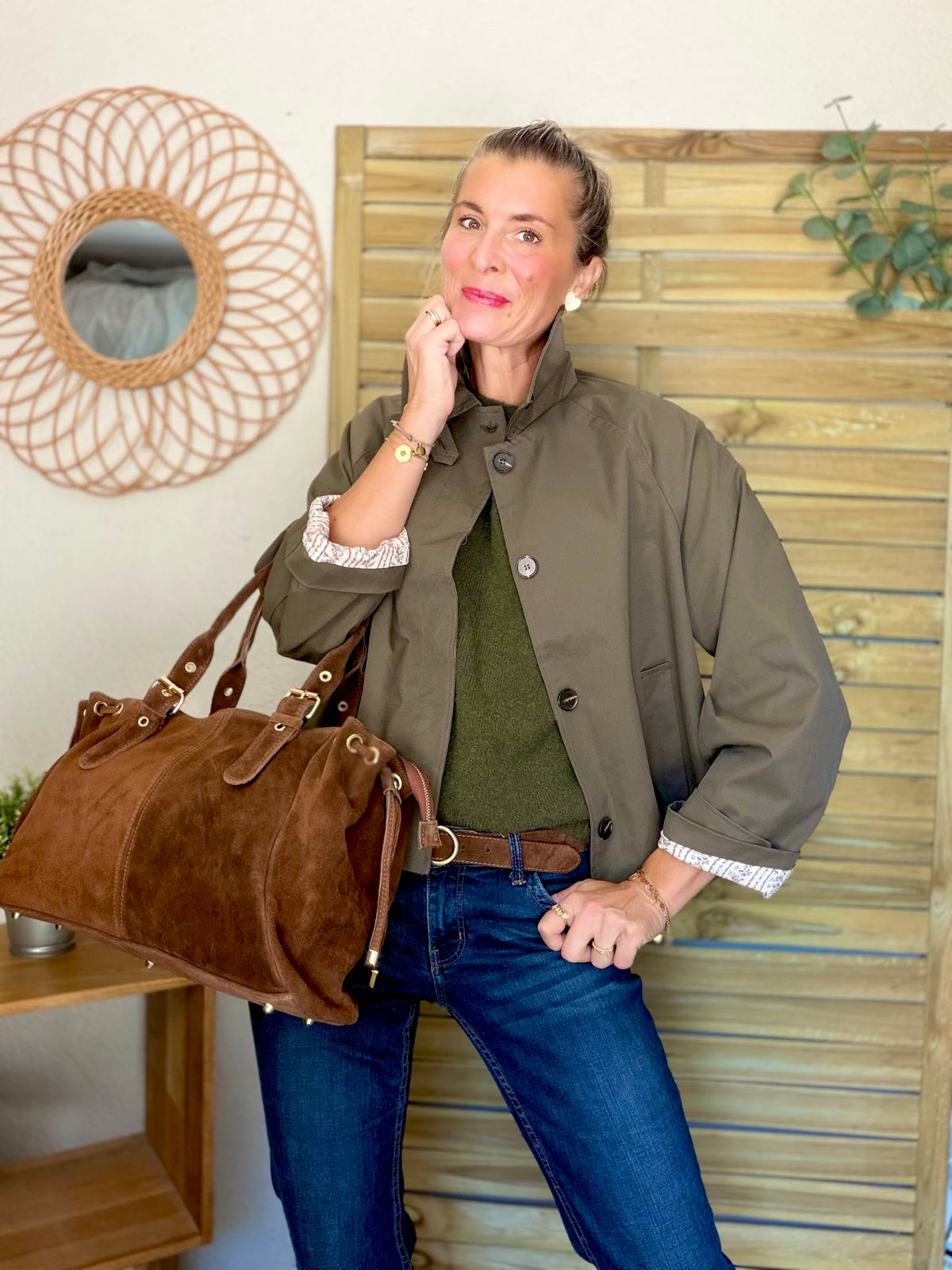 Sac cabas XL en cuir daim • JASPER Café