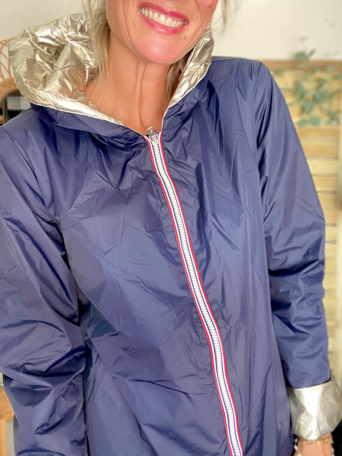 LAURA JO - Imperméable réversible rembourré LOUISON LONG - Marine/Doré