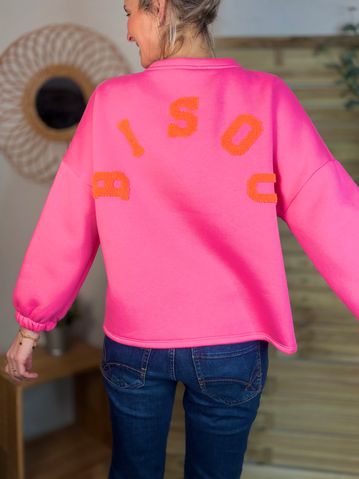 Sweat molleton oversized BISOU Rose Orange - MIKA