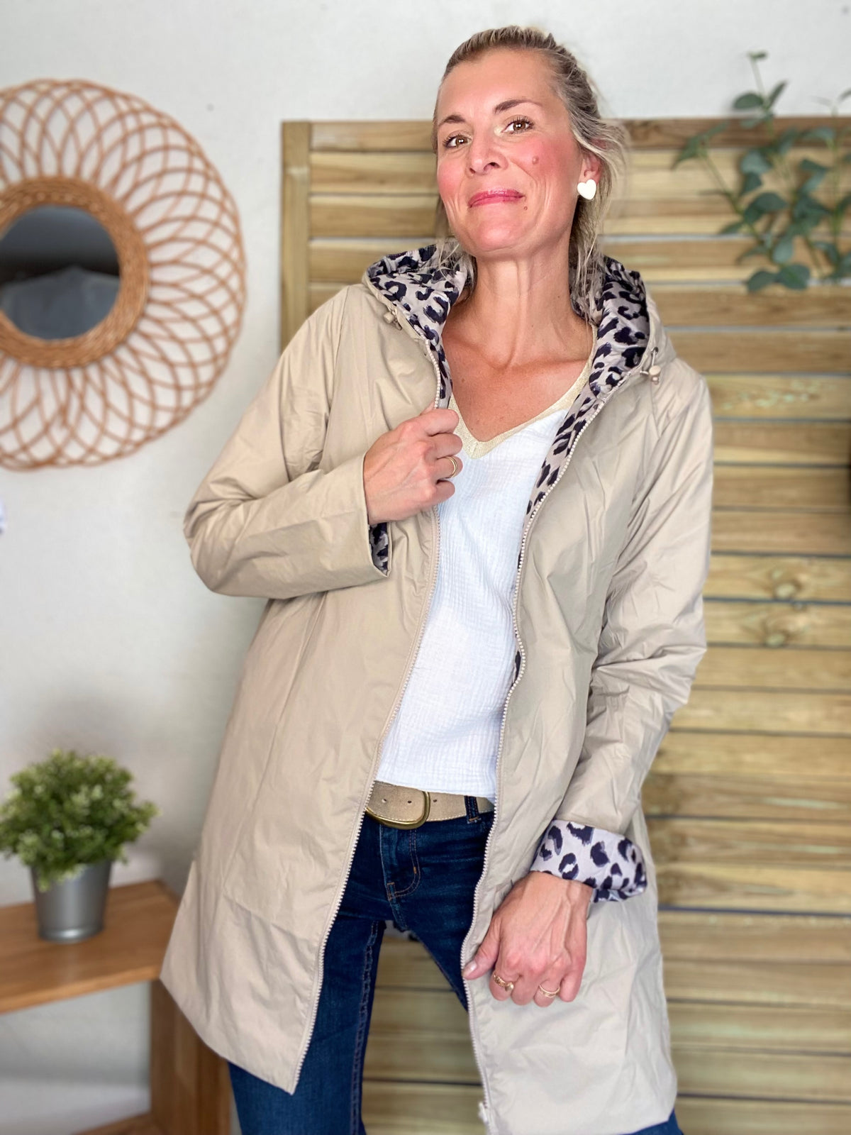 LAURA JO - Imperméable réversible rembourré LOUISON LONG - Beige / Léo