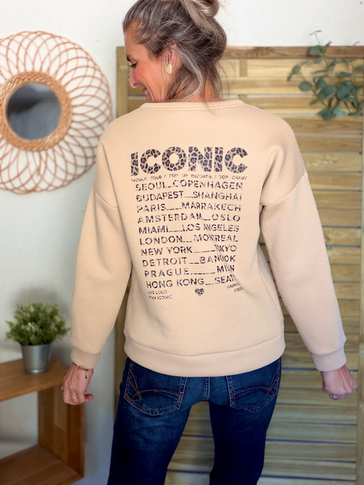 Sweat ICONIC Léo molleton ISALINE - Beige