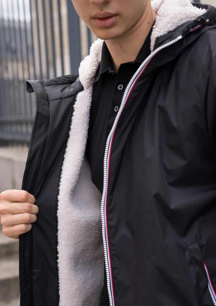 LAURA JO - Parka Imperméable Homme LOUIS* LONG Noir / sherpa écru