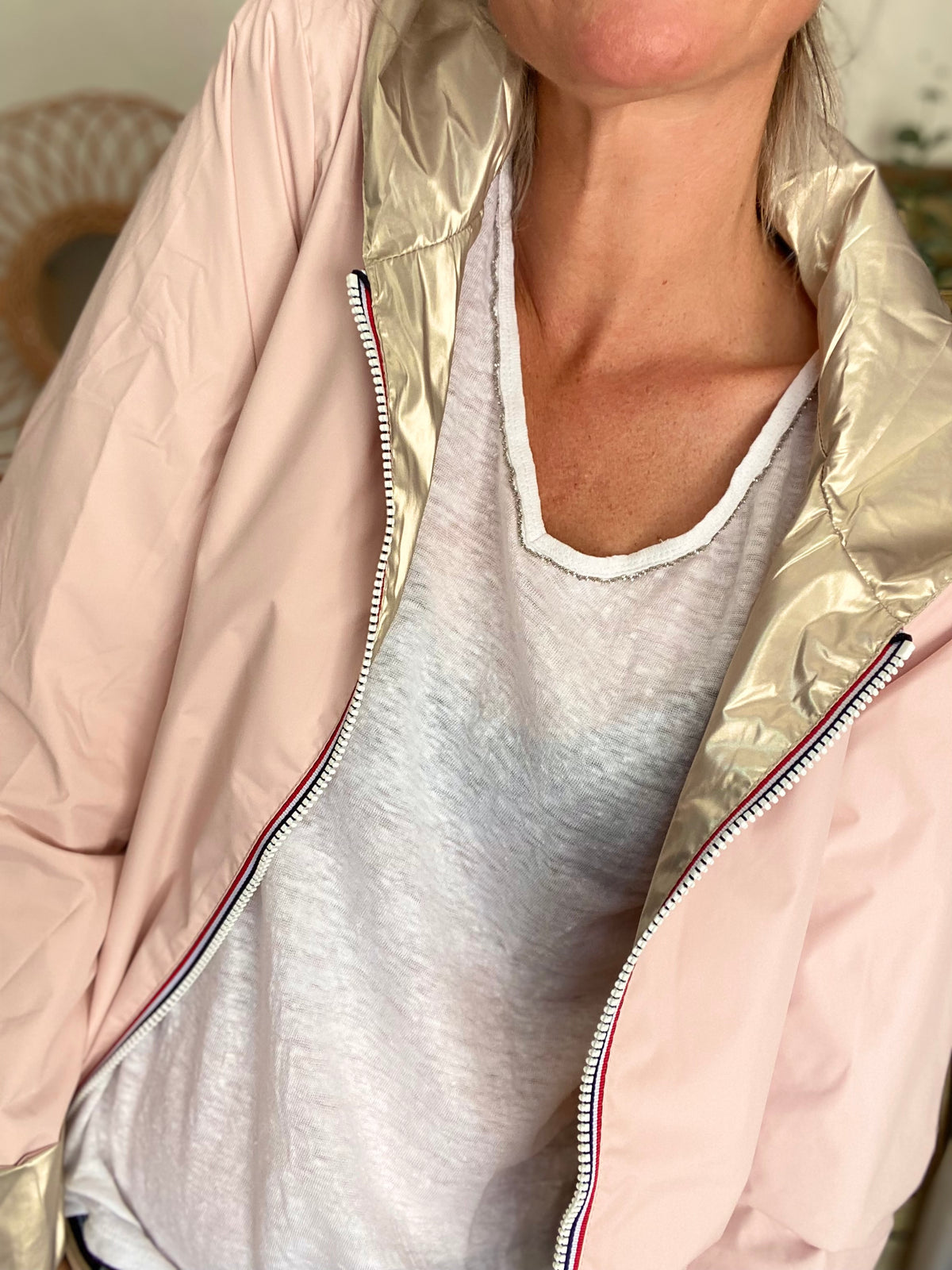 LAURA JO - Imperméable réversible léger GARANCE COURT - Rose/Doré • DÉSTOCKAGE sur Taille XL