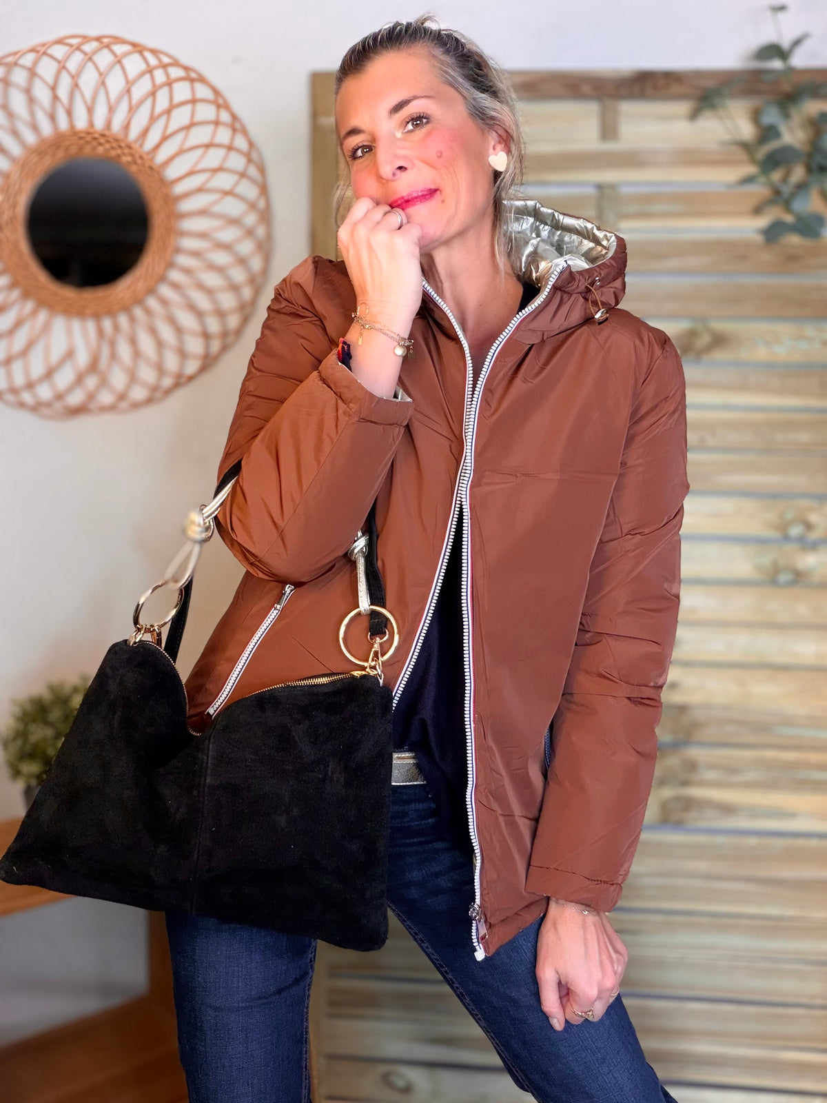 Doudoune imperméable réversible ANGÈLE COURT - Rouille choco - MELYA MELODY