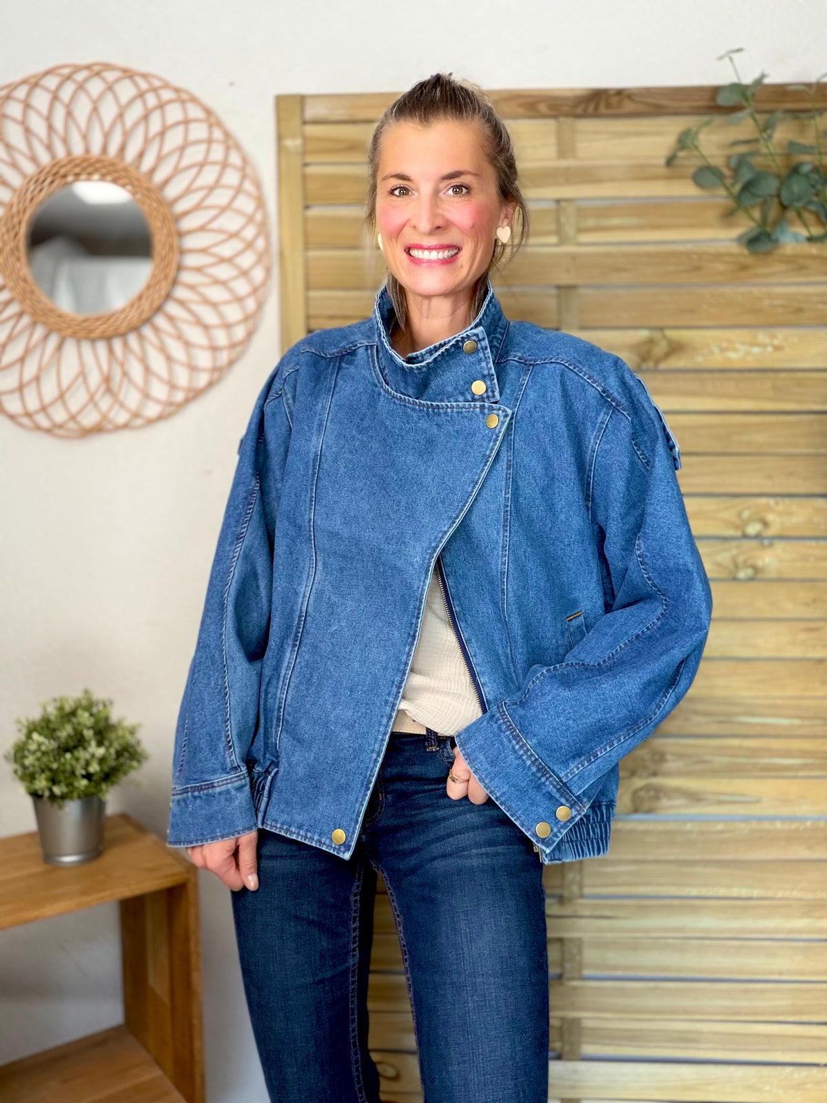 ⚡️ ARRIVAGE • Veste en jean oversized col montant ARIANE