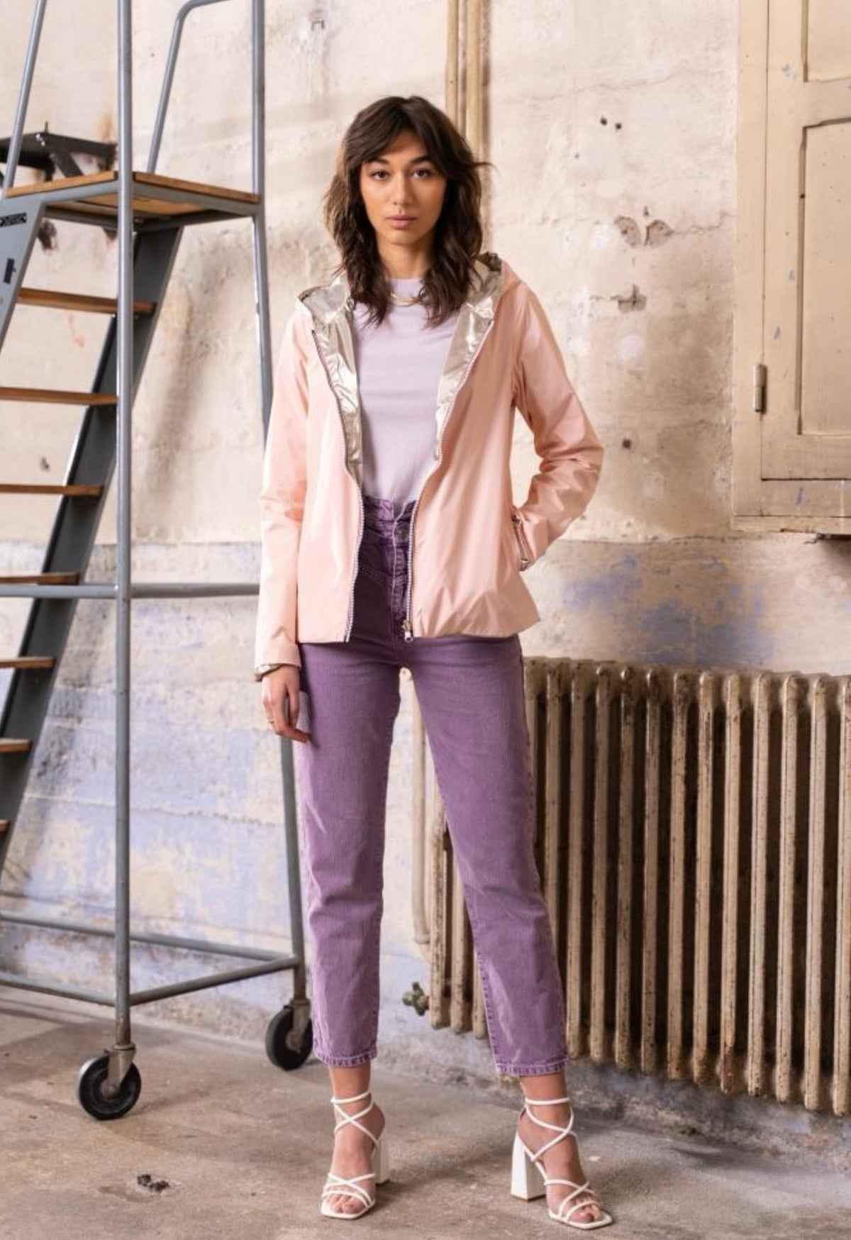 LAURA JO - Imperméable réversible léger GARANCE COURT - Rose/Doré • DÉSTOCKAGE sur Taille XL