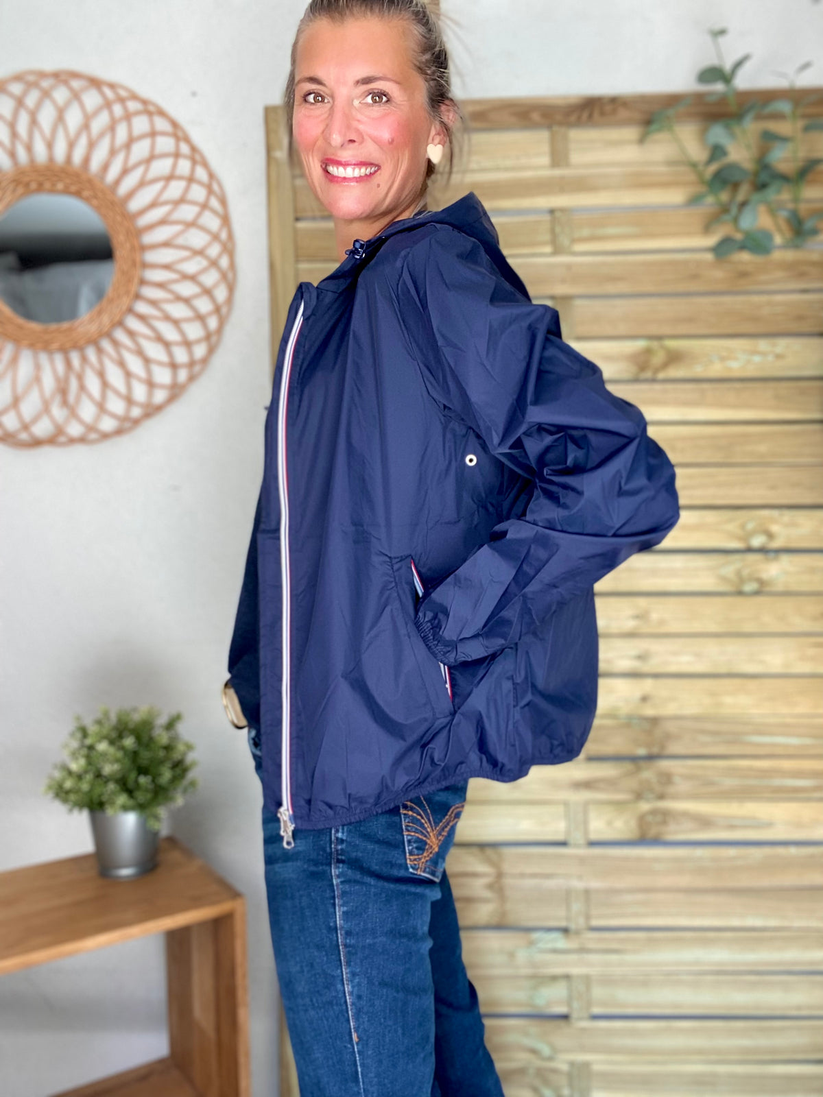 LAURA JO - Coupe vent imperméable ANNA COURT Bleu marine
