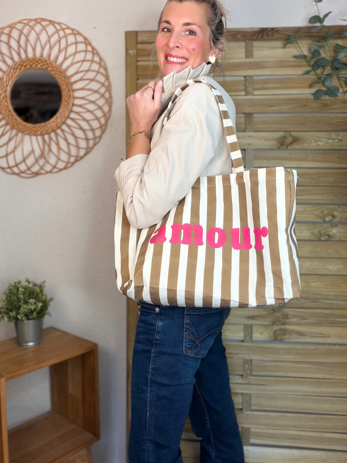 Grand cabas Tote bag rayé amour BELLY