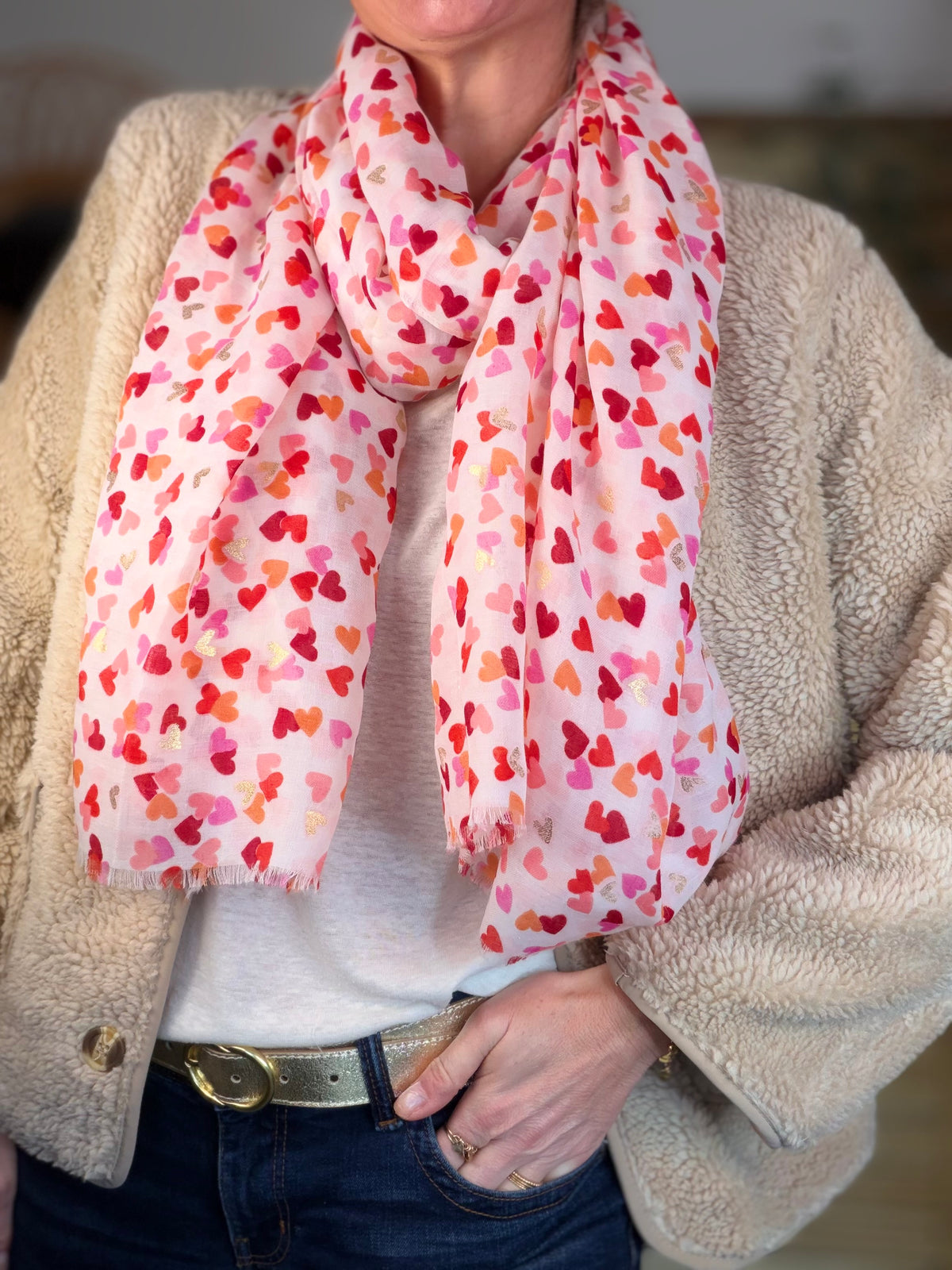 Foulard Cœurs SIGRID - Rouge Rose ❤️💛🩷